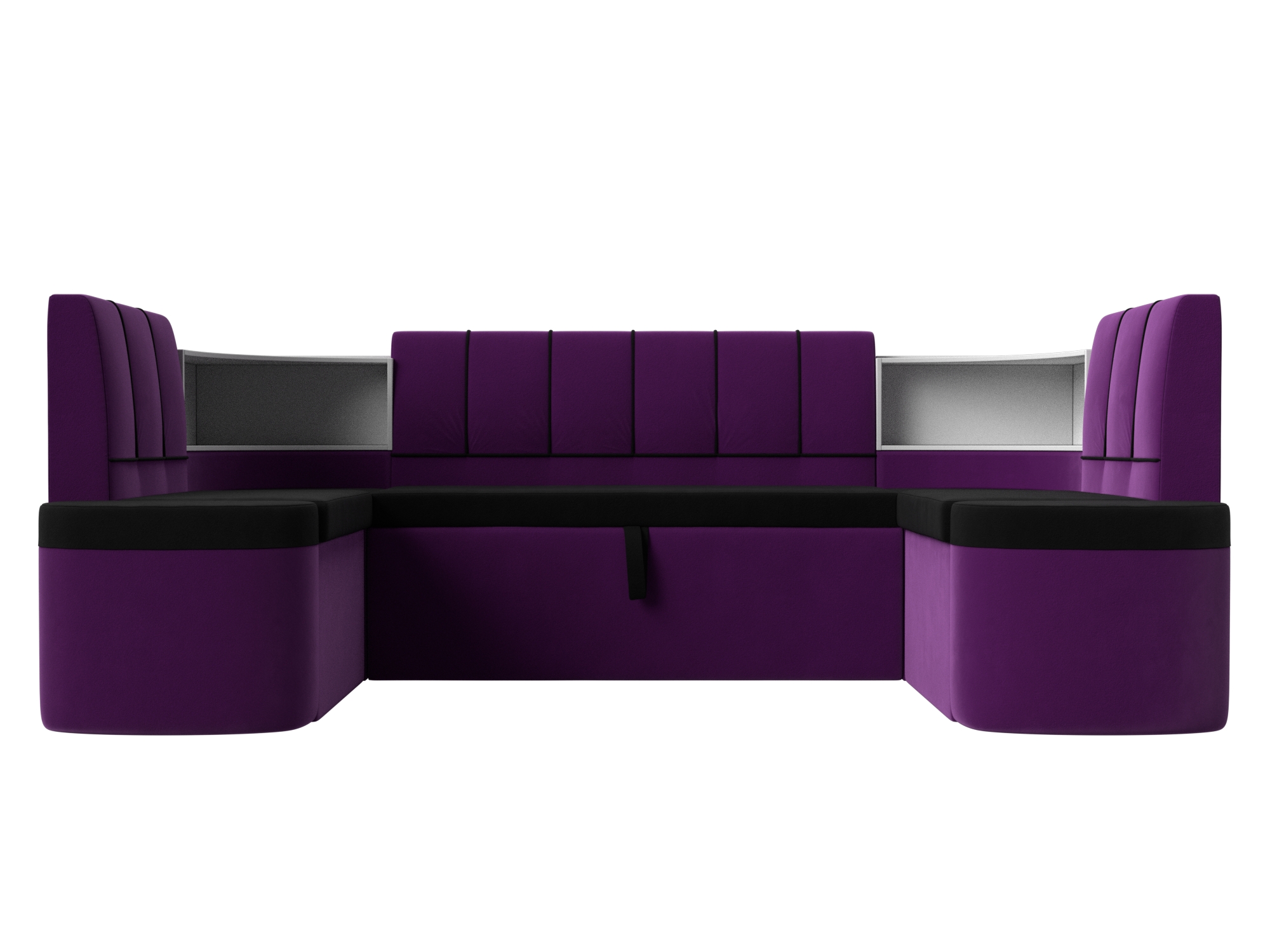 диван артмебель сатурн микровельвет фиолетовый черный п образный Кухонный п-образный диван Тефида Белый, ЛДСП