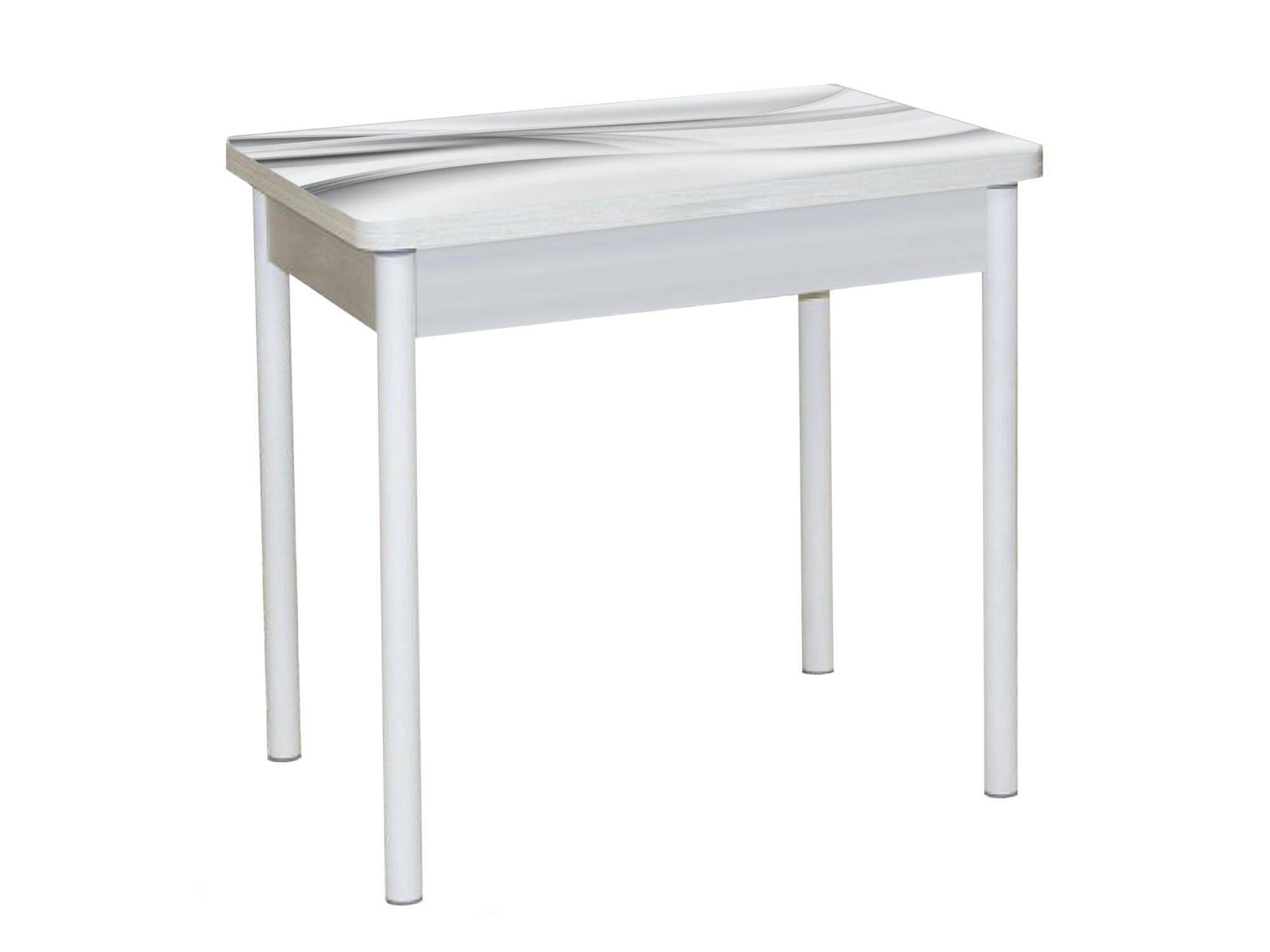 Стол обеденный поворотно раскладной фотопечать БРОНКС / бетон белый Текстура 029 / опора круглая муар белый стол кухонный раскладной белый белый
