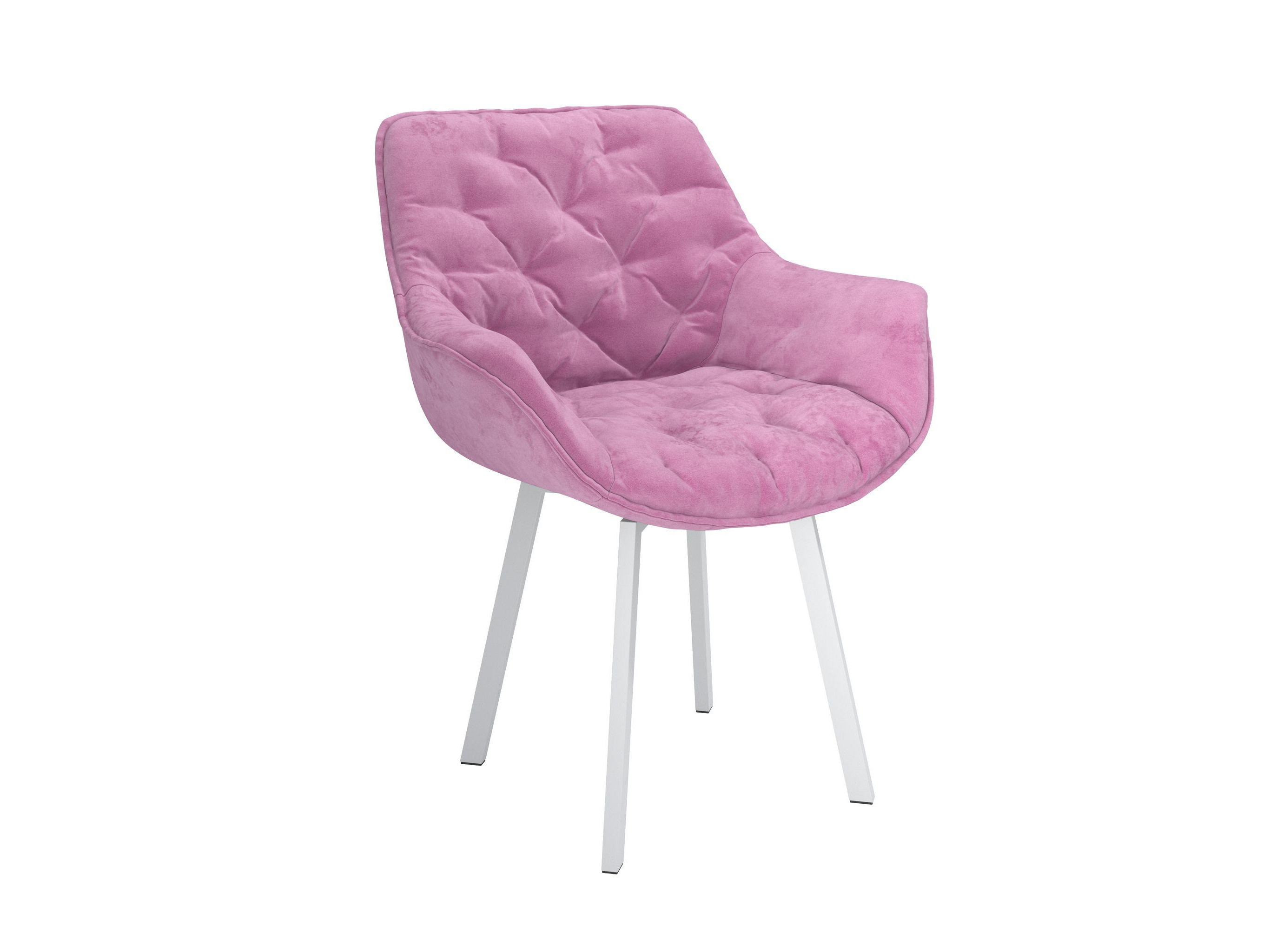 Квинта / стул (велюр тенерифе розовый/ металл белый) Розовый, Металл