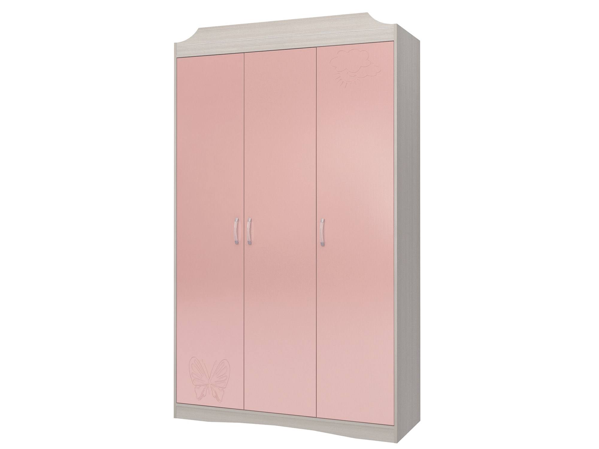 Шкаф 3-х дверный Флауэ Розовый, Белый, МДФ, ЛДСП цена и фото