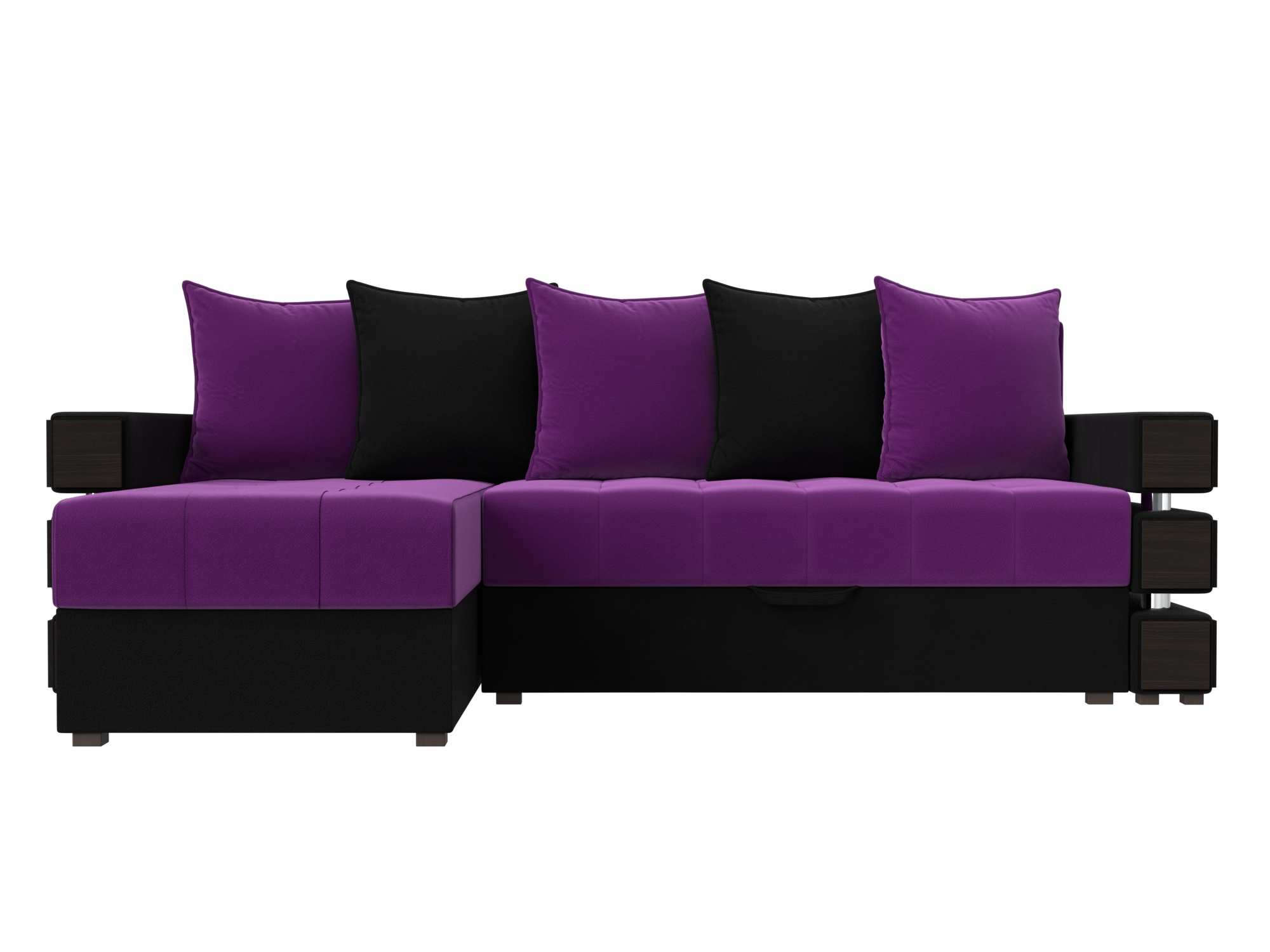 Угловой диван Веста Левый MebelVia Фиолетовый, Черный, Микровельвет, Массив, ЛДСП кухонный угловой диван классик левый фиолетовый черный массив лдсп