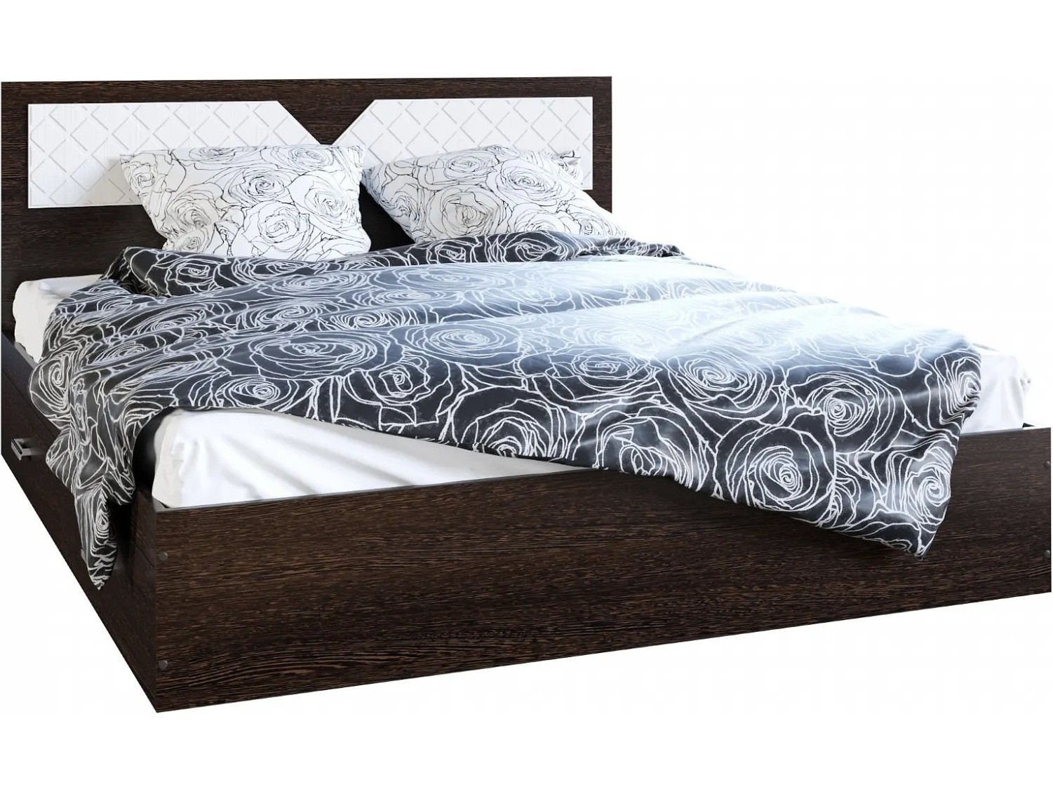 Николь Кровать 1400 (Венге / Лиственница светлая) Коричневый темный, ЛДСП кровать виктория эко п 1400 венге с мягким изголовье