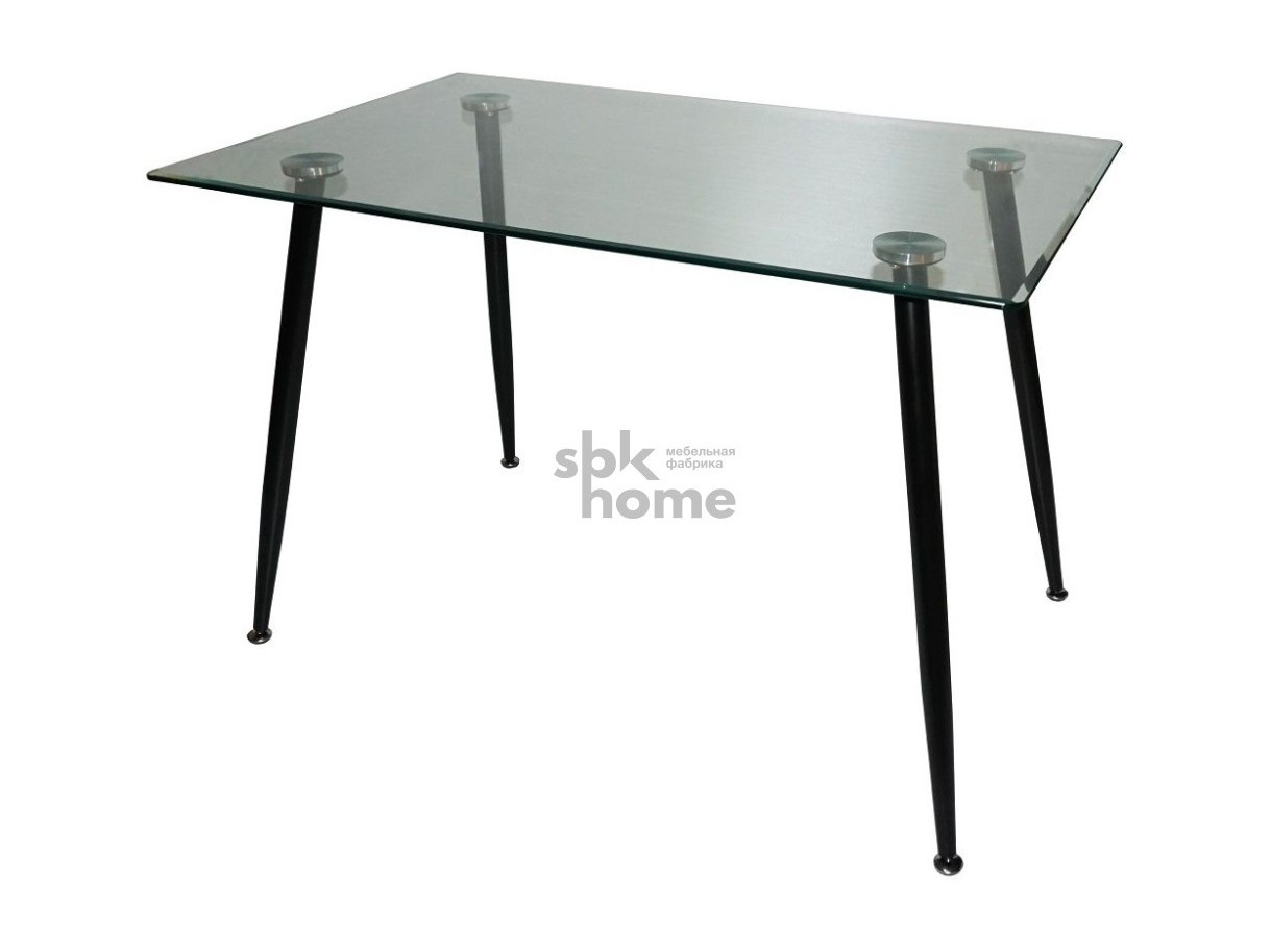 Стол HM001 прозрачное стекло/черные металлические ножки (1100*700*750), HM001ИМП стол обеденный kenner r1000 черный стекло прозрачное стекло прозрачное стекло