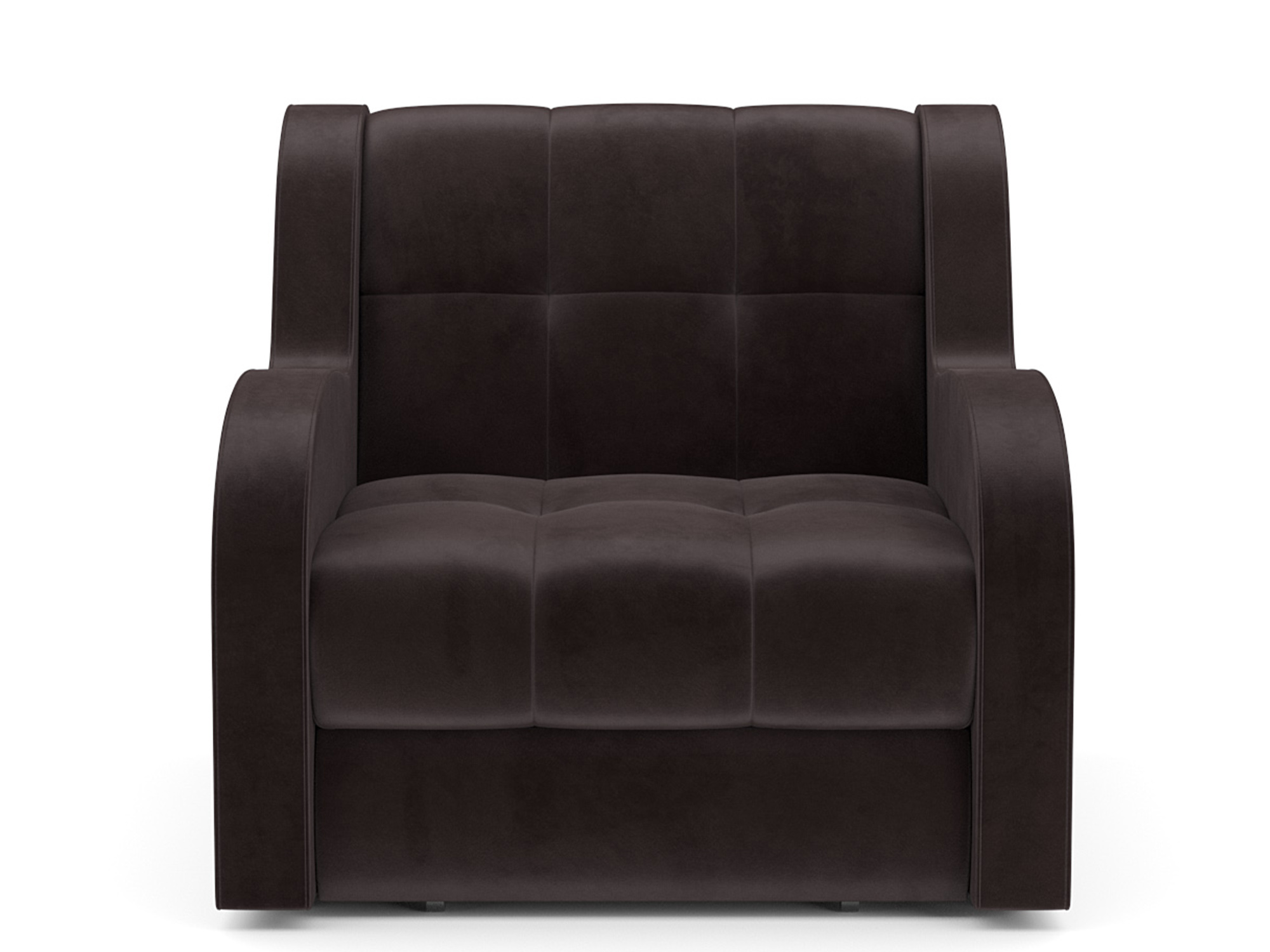 Кресло-кровать Барон MebelVia Коричневый, Вельвет бархатного типа, ДСП, Массив сосны, Металлокаркас