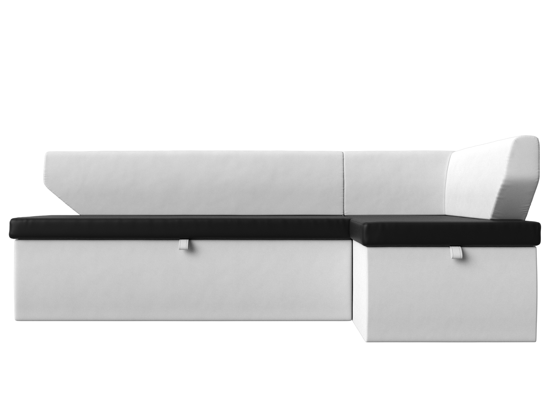 Кухонный угловой диван Омура Правый Черный, Белый, ЛДСП