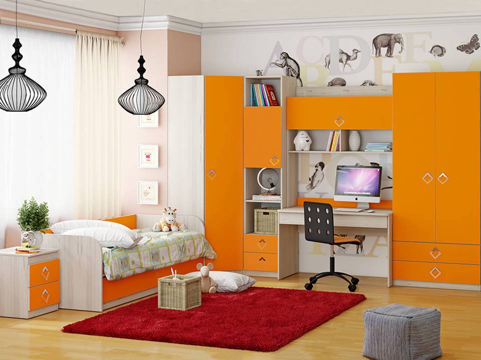 Детская Аватар 5 Манго, Оранжевый, Бежевый, ЛДСП секция настольная аватар манго оранжевый бежевый лдсп