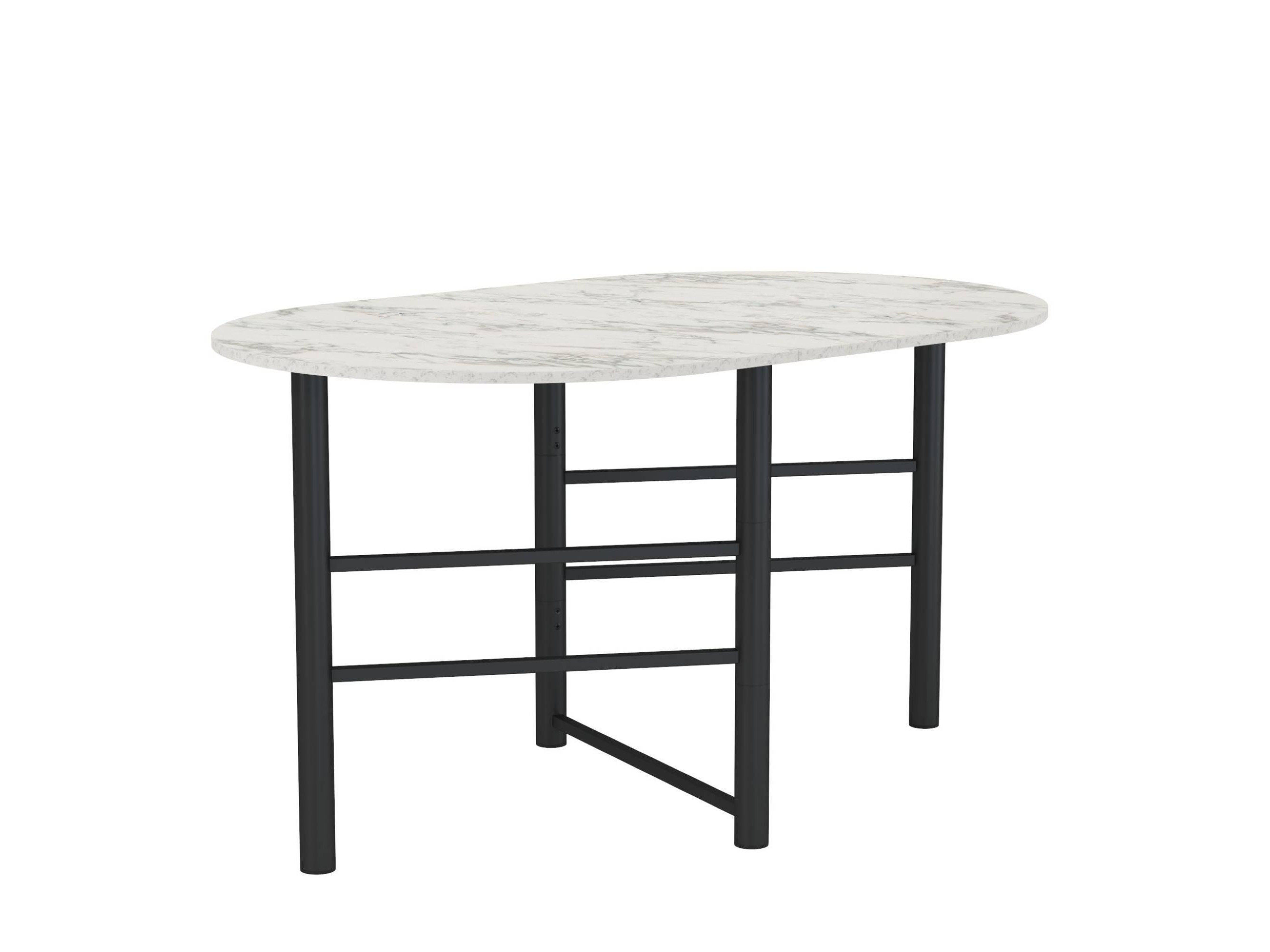 Стол 42.41 Октава (раскладной) (мрамор белый / металл черный) Черный, ЛДСП лауриц черный белый раскладной стол черный металл