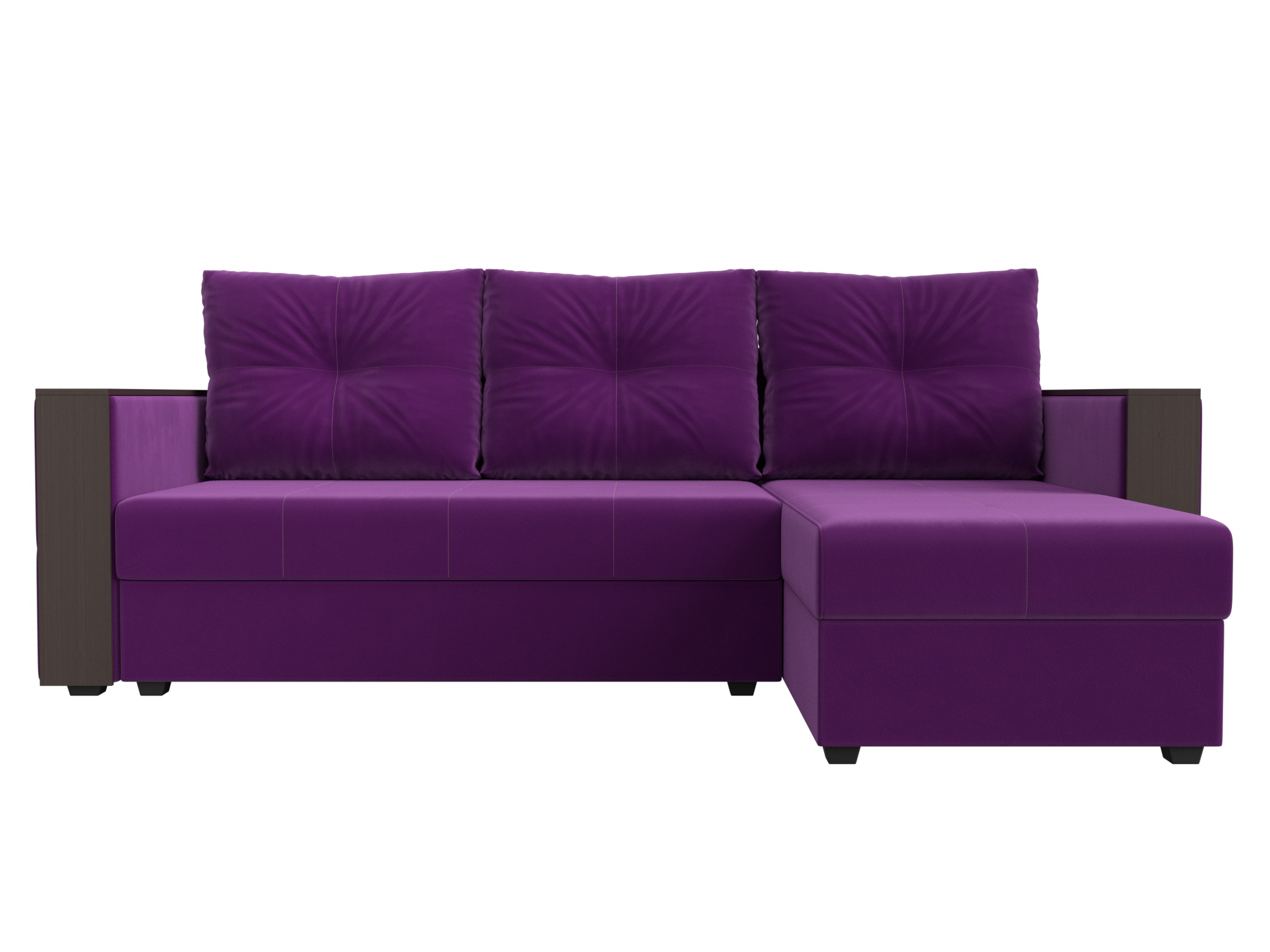 угловой диван мебелико валенсия микровельвет фиолетовый правый угол Угловой диван Валенсия Правый MebelVia , Фиолетовый, Микровельвет, ДСП, ЛДСП, Брус