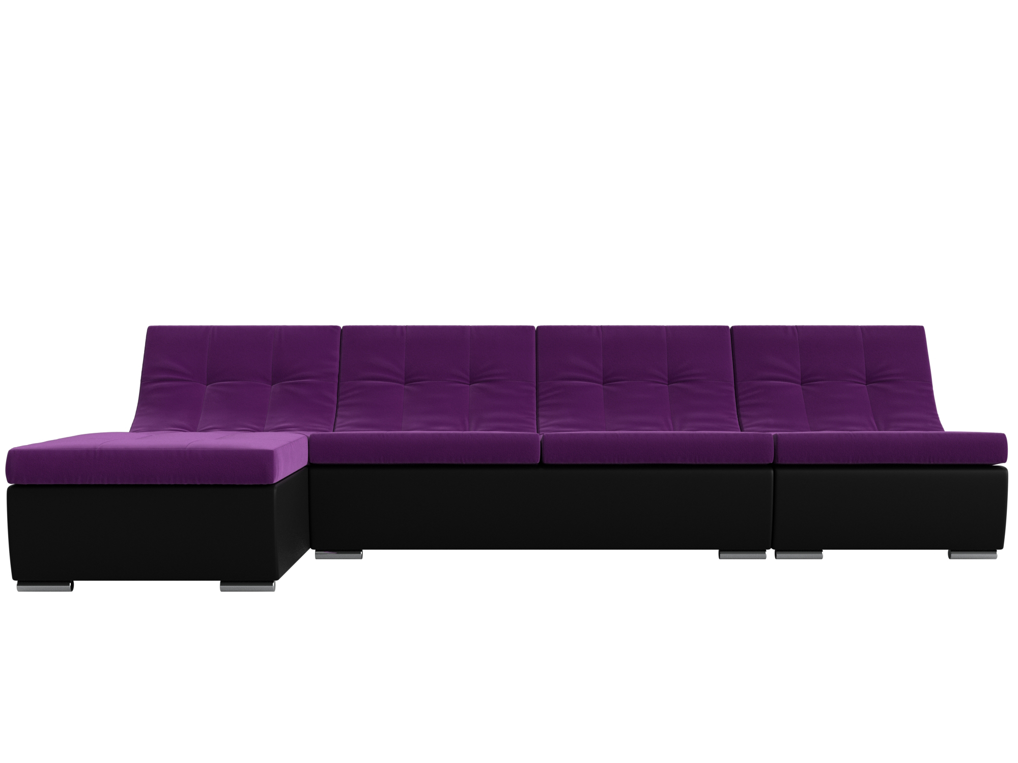 Угловой модульный диван Монреаль MebelVia Фиолетовый, Черный, Микровельвет, Экокожа, ЛДСП модульный диван shape бескаркасный угловой 3
