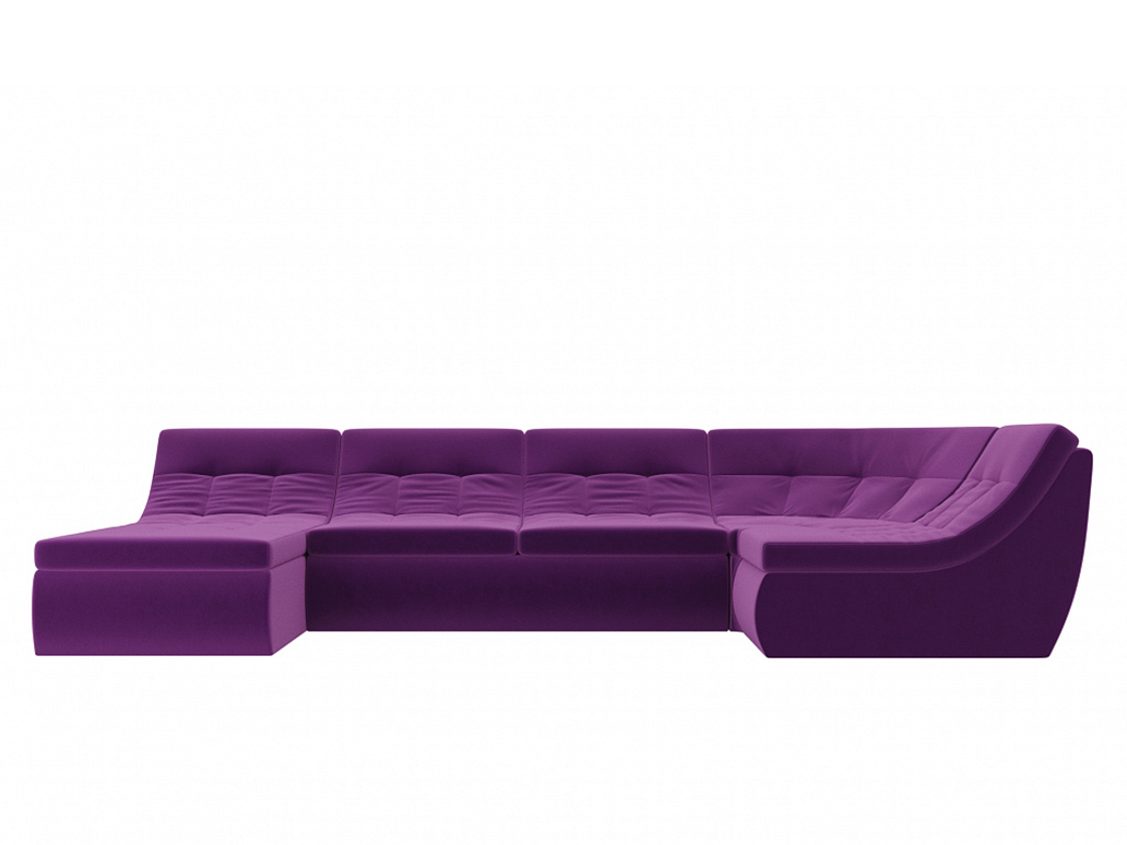 П-образный модульный диван Холидей MebelVia Фиолетовый, Микровельвет, ЛДСП, Брус, Фанера п образный модульный диван холидей люкс микровельвет