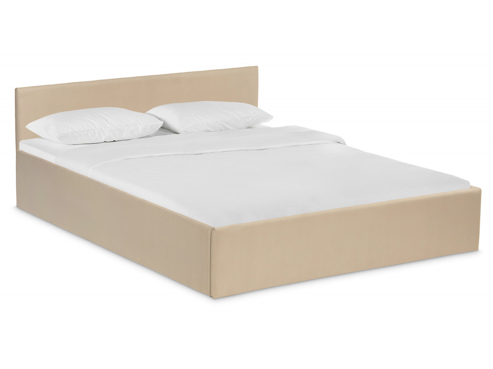 кровать аврора без пм 160 × 200 см со встроенным основанием цвет сонома белый Оливия 160х200 с ПМ бежевая Кровать Бежевый, ДСП