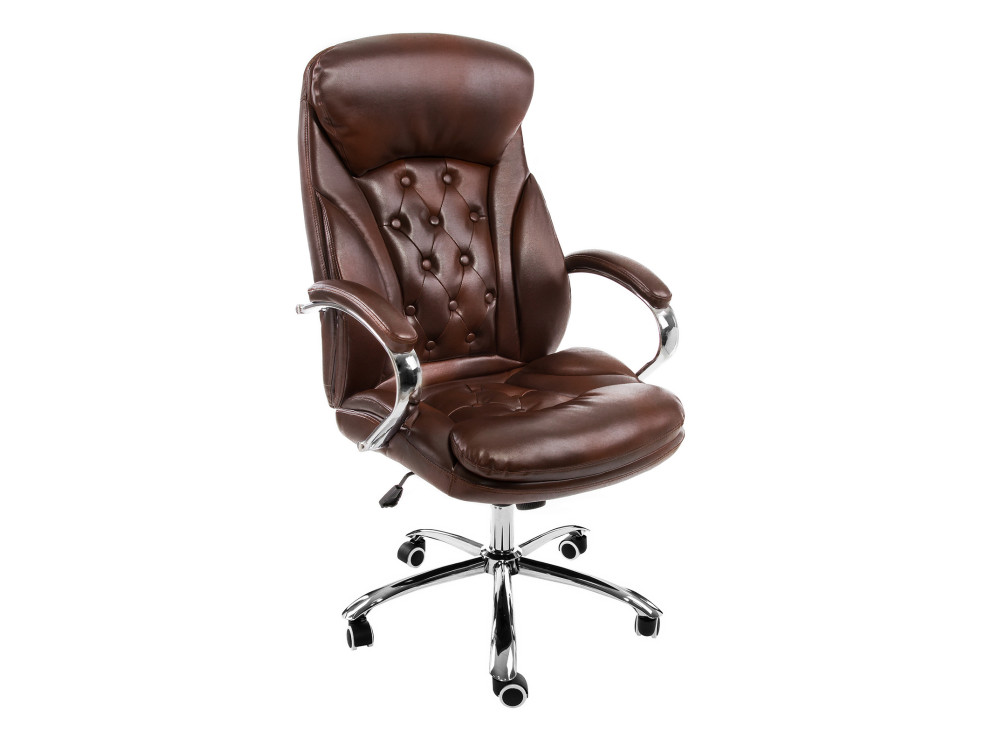 Rich коричневое Компьютерное кресло MebelVia Коричневый, Искусственная кожа, Хромированный металл компьютерное кресло woodville tongo коричневое