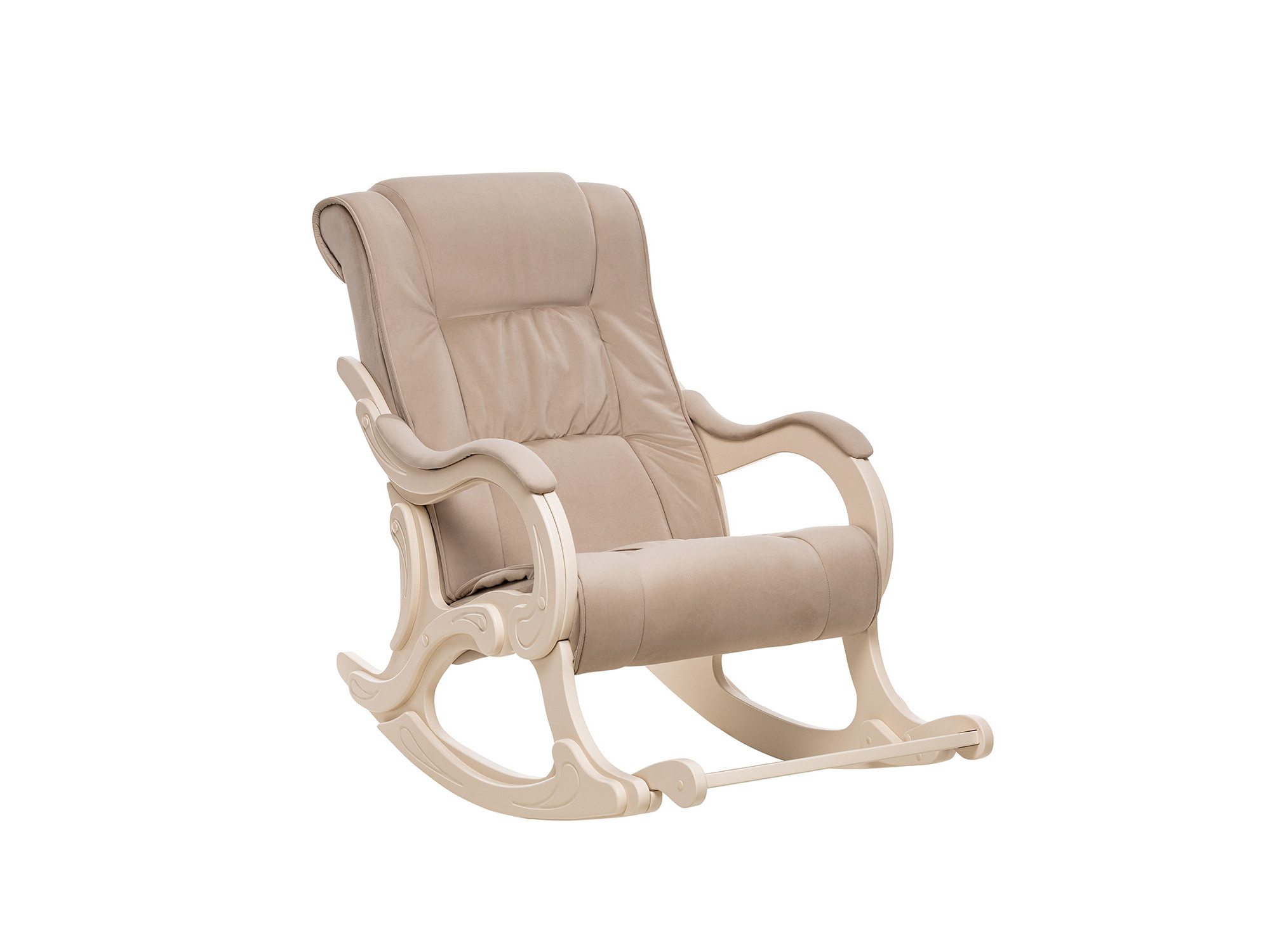 Кресло-качалка Модель 77 MebelVia V18 бежевый, Ткань Велюр, Фанера, шпон, лак кресло качалка модель 67 венге ткань v 43 mebelvia венге ткань велюр фанера