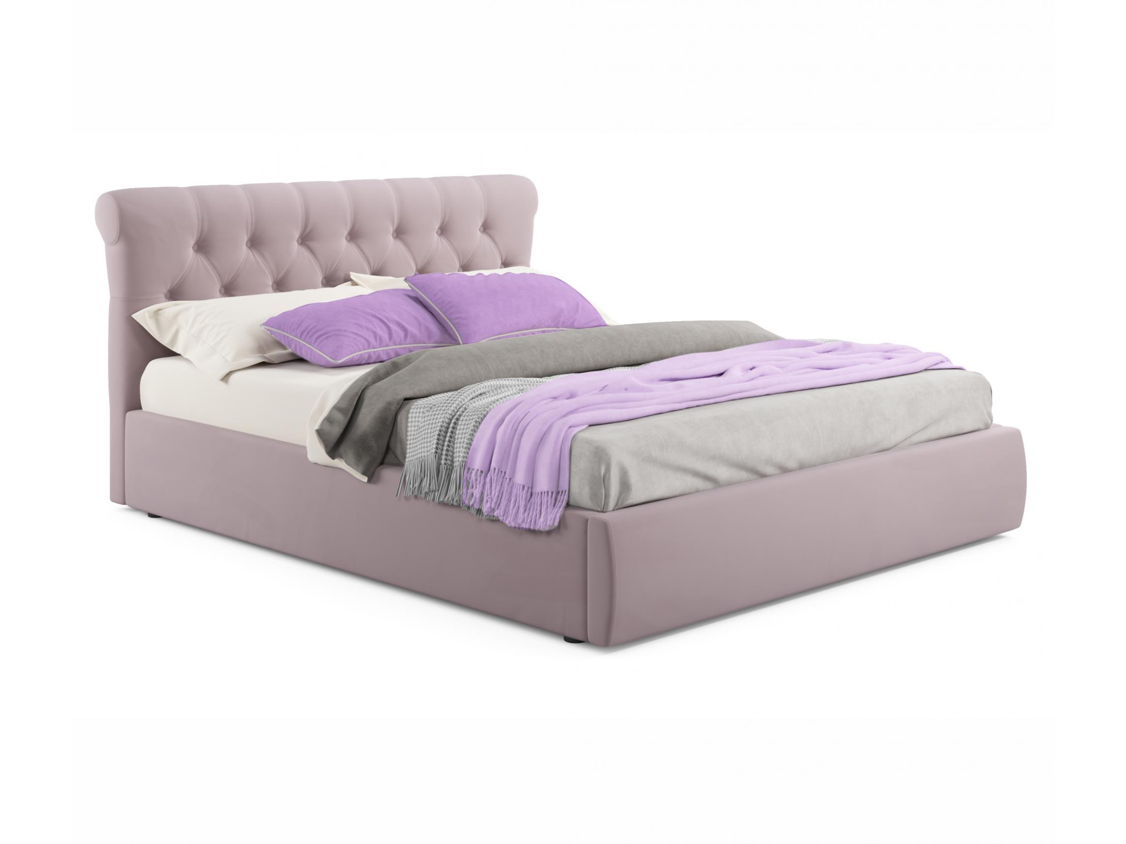 Мягкая кровать Ameli 1600 лиловая с подъемным механизмом с матрасом PROMO B COCOS лиловый, Фиолетовый, Велюр, ДСП