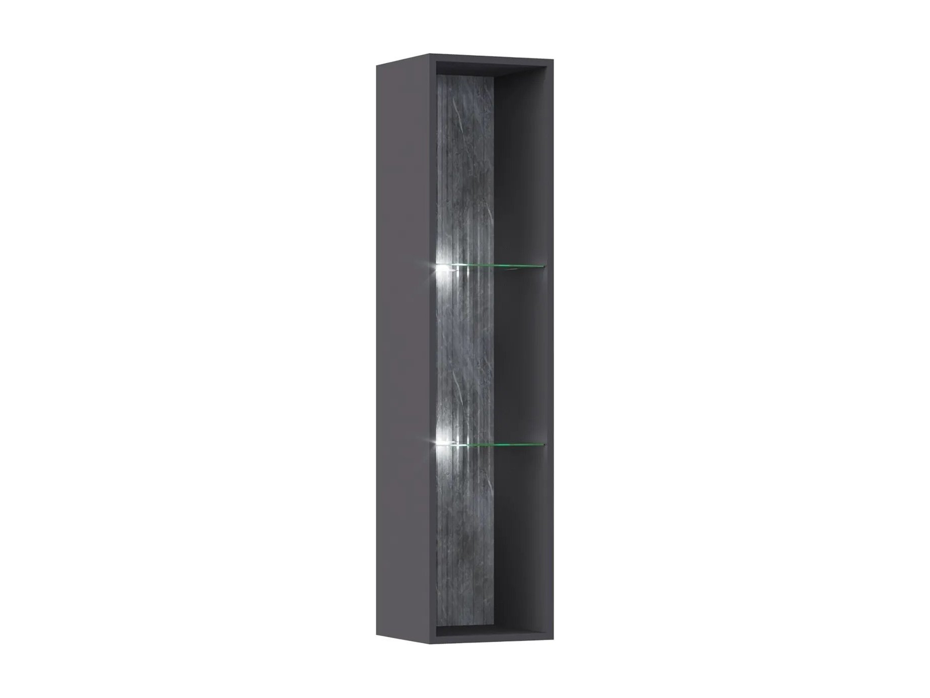 Оливия Шкаф навесной открытый (Графит, Мрамор глянец) Черный, МДФ, ЛДСП кухонный шкаф навесной виль 67 6x28 6x80 см лдсп цвет графит