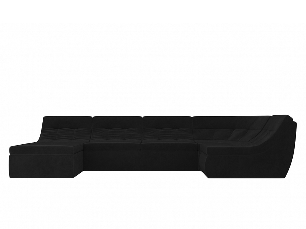 П-образный модульный диван Холидей MebelVia Черный, Велюр, ЛДСП, Брус, Фанера п образный модульный диван холидей механизм дельфин рогожка цвет серый
