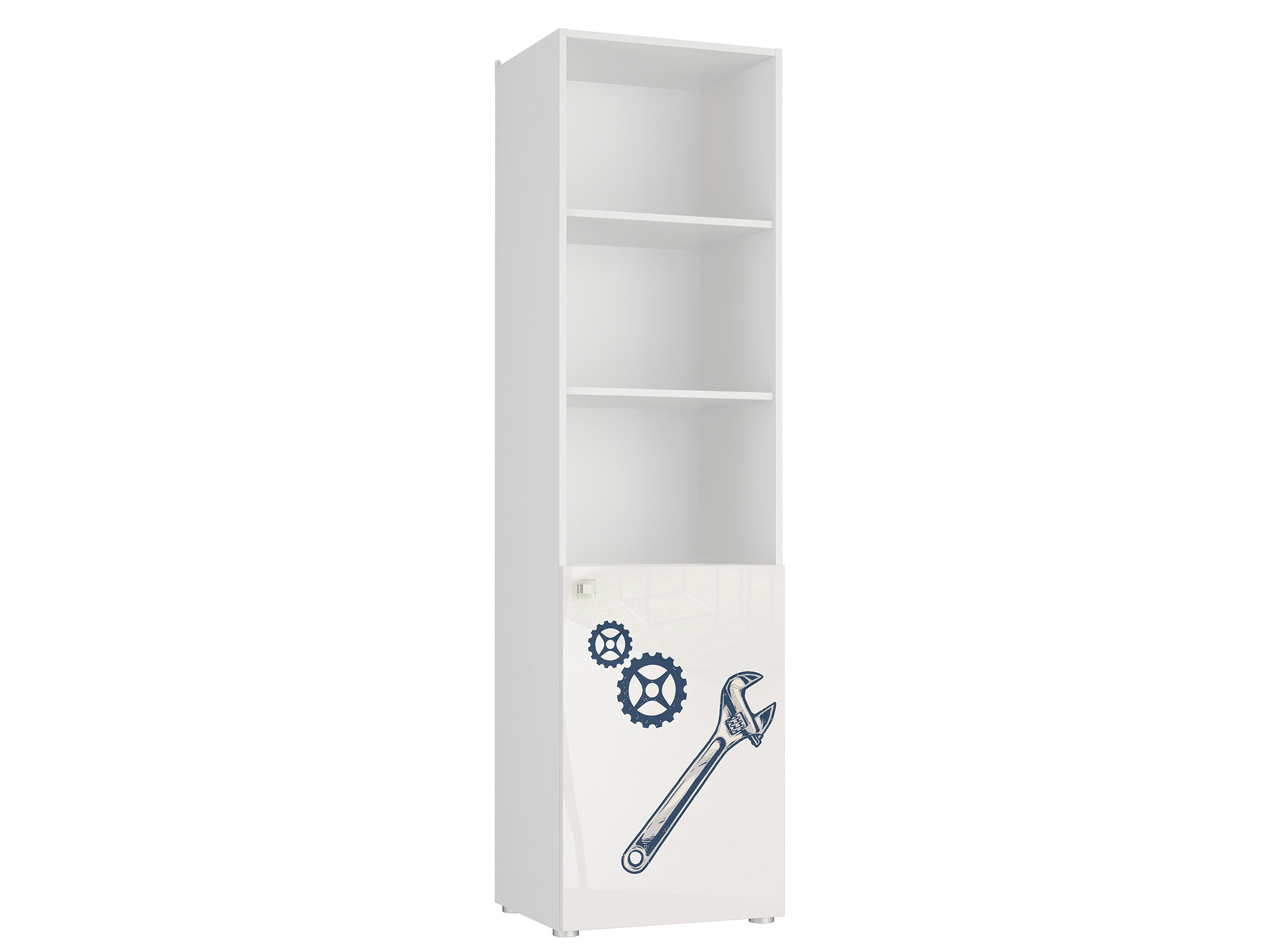 Шкаф 1-дверный Квадро (Quadro) Белый глянец, , Белый, МДФ, ЛДСП