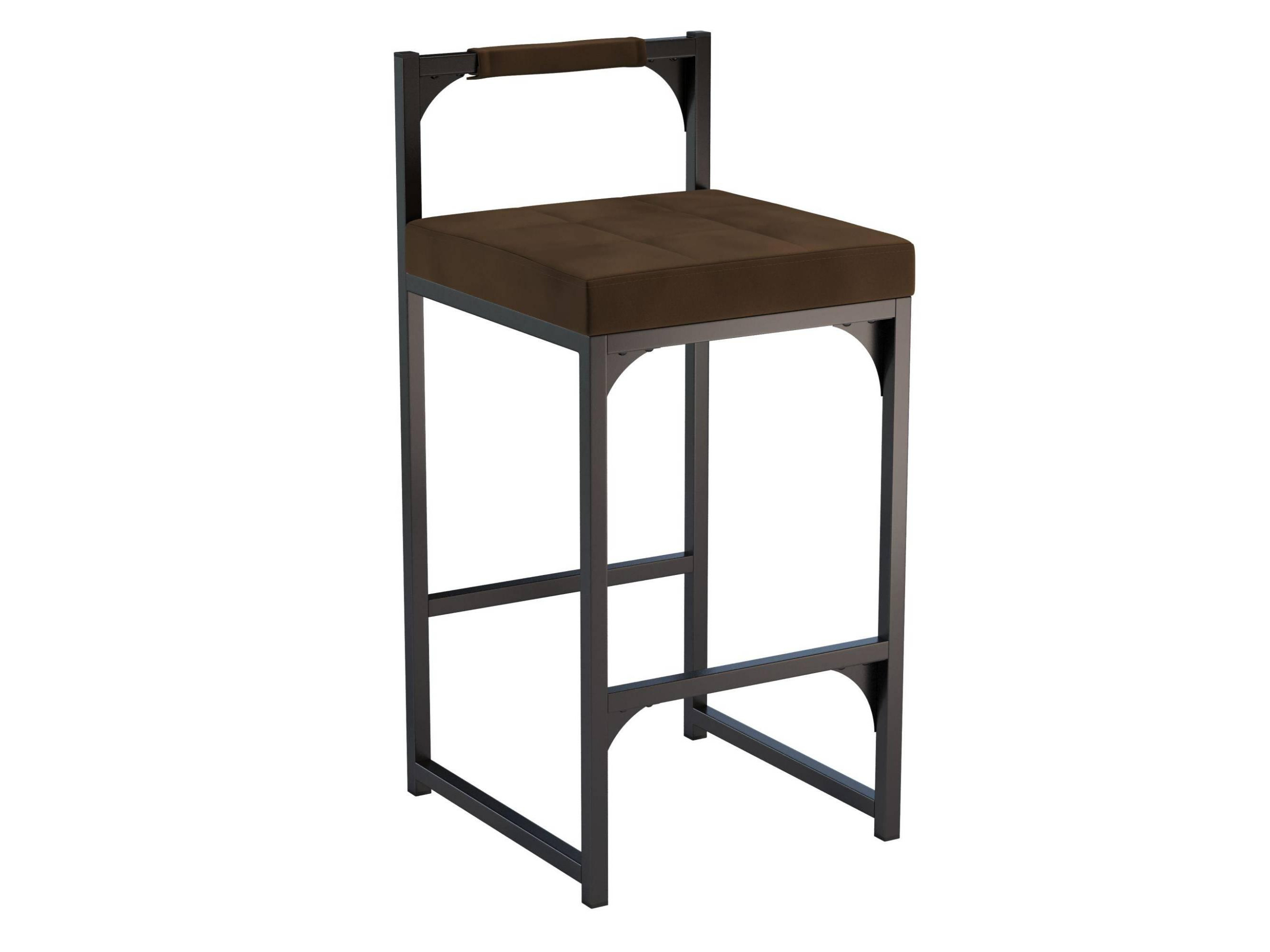 Кантри / стул барный (велюр киото шоколад/ металл черный) Черный, Металл milton grey барный стул черный металл