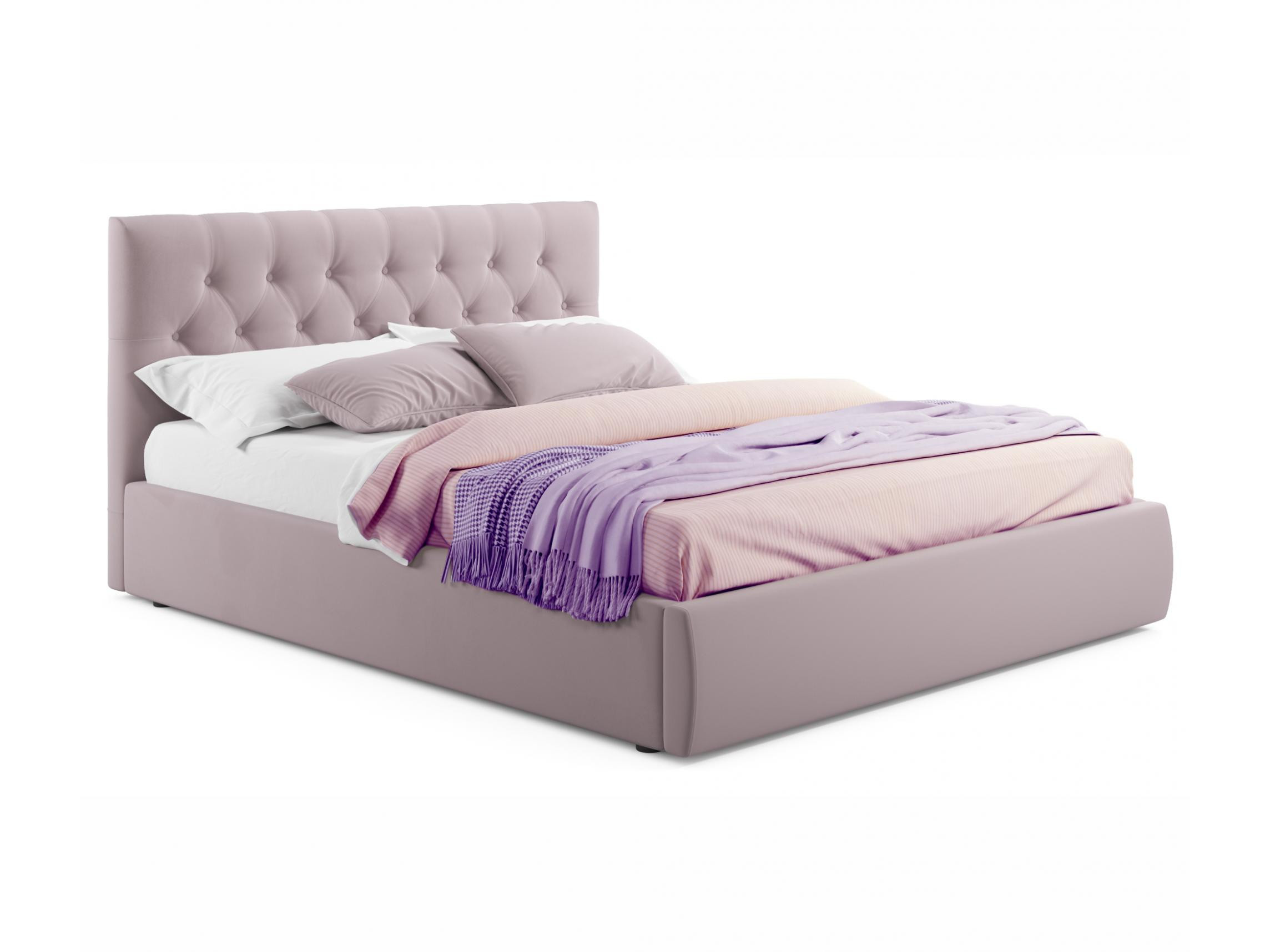 Мягкая кровать Verona 1400 лиловая с ортопедическим основанием лиловый, Фиолетовый, Велюр, ДСП