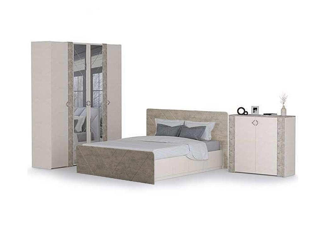 Спальня Амели 4 Моби шелковый камень/бетон Чикаго, МДФ, ЛДСП