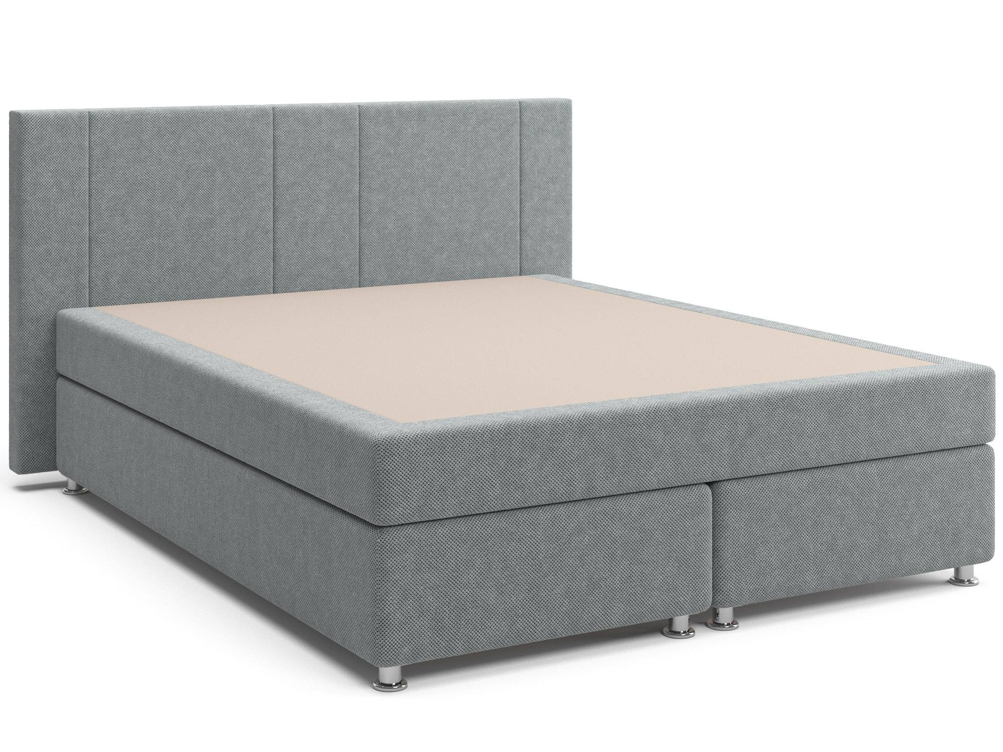 Кровать с матрасом и зависимым пружинным блоком Фелиция (160х200) Box Spring Серый, Массив, ДСП