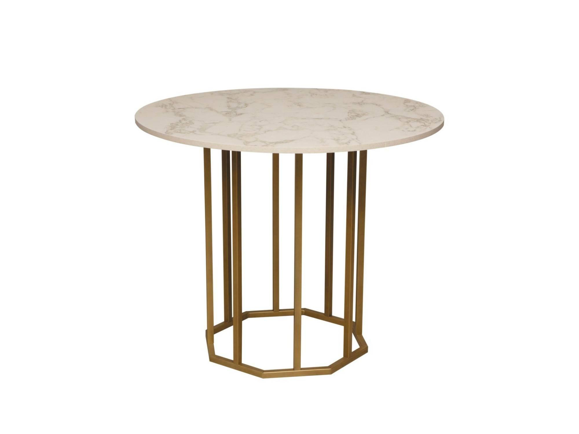 Стол 42.44 Терция (обеденный) (мрамор белый / металл: золотой) Мрамор, Металл обеденный стол роза 1075 × 700 × 765 мм металл белый стекло рисунок роза