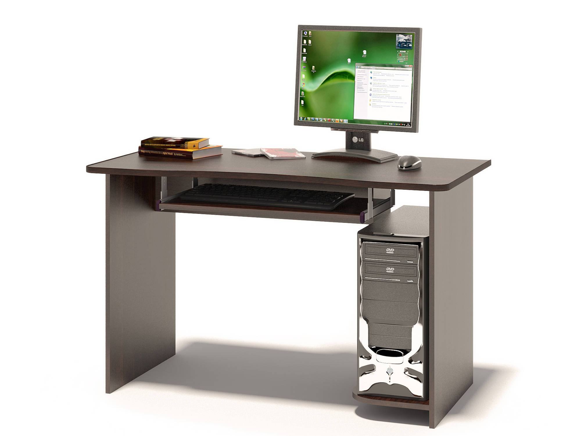 Компьютерный стол КСТ-04В Венге, Коричневый темный, ЛДСП стол компьютерный угловой кст 02 венге коричневый темный лдсп
