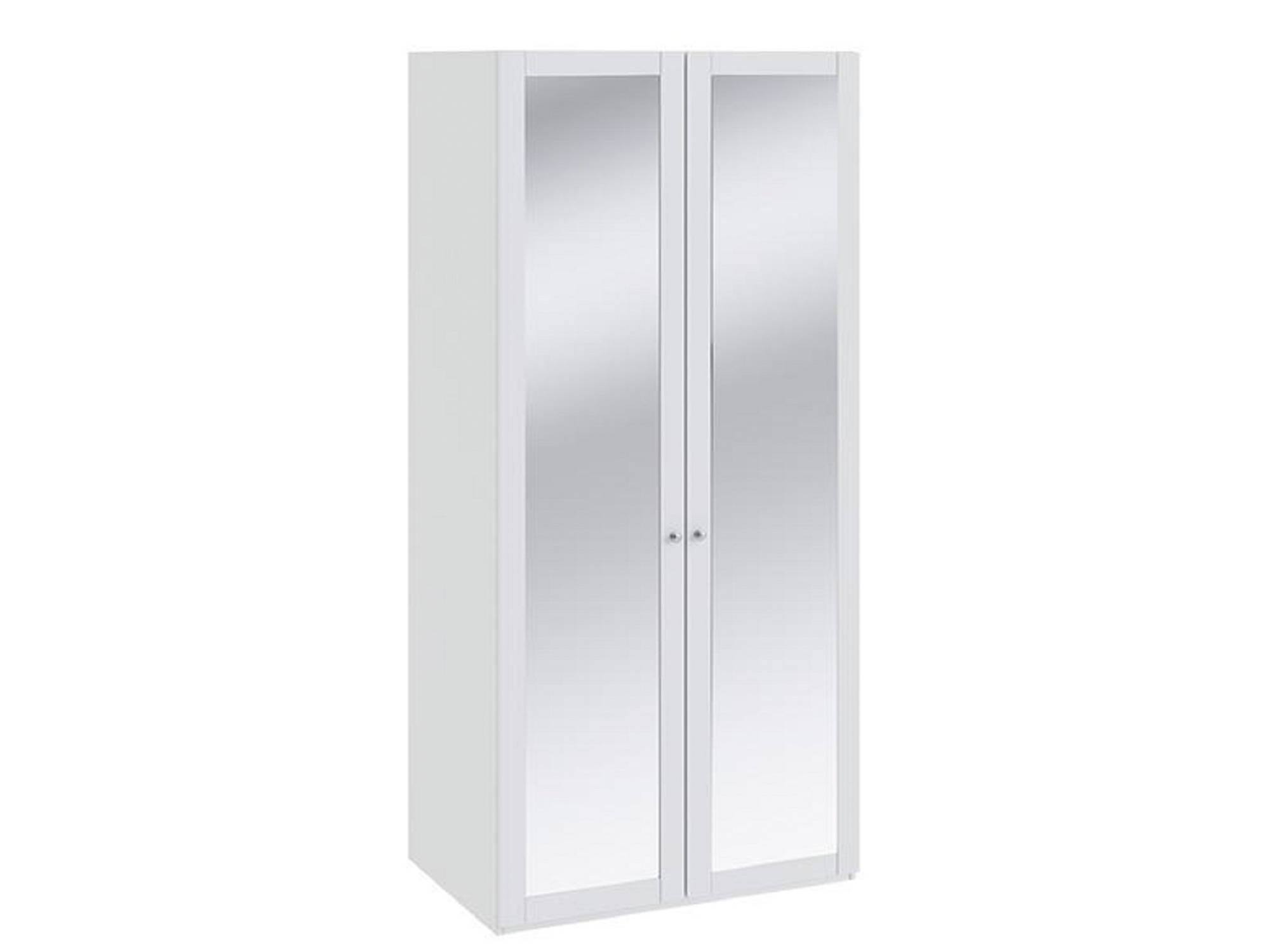 Шкаф для одежды с 2-мя зеркальными дверями Ривьера Белый, МДФ, Зеркало, ЛДСП, Кромка ABS шкаф для одежды с 2 мя зеркальными дверями лючия штрихлак белый мдф зеркало лдсп