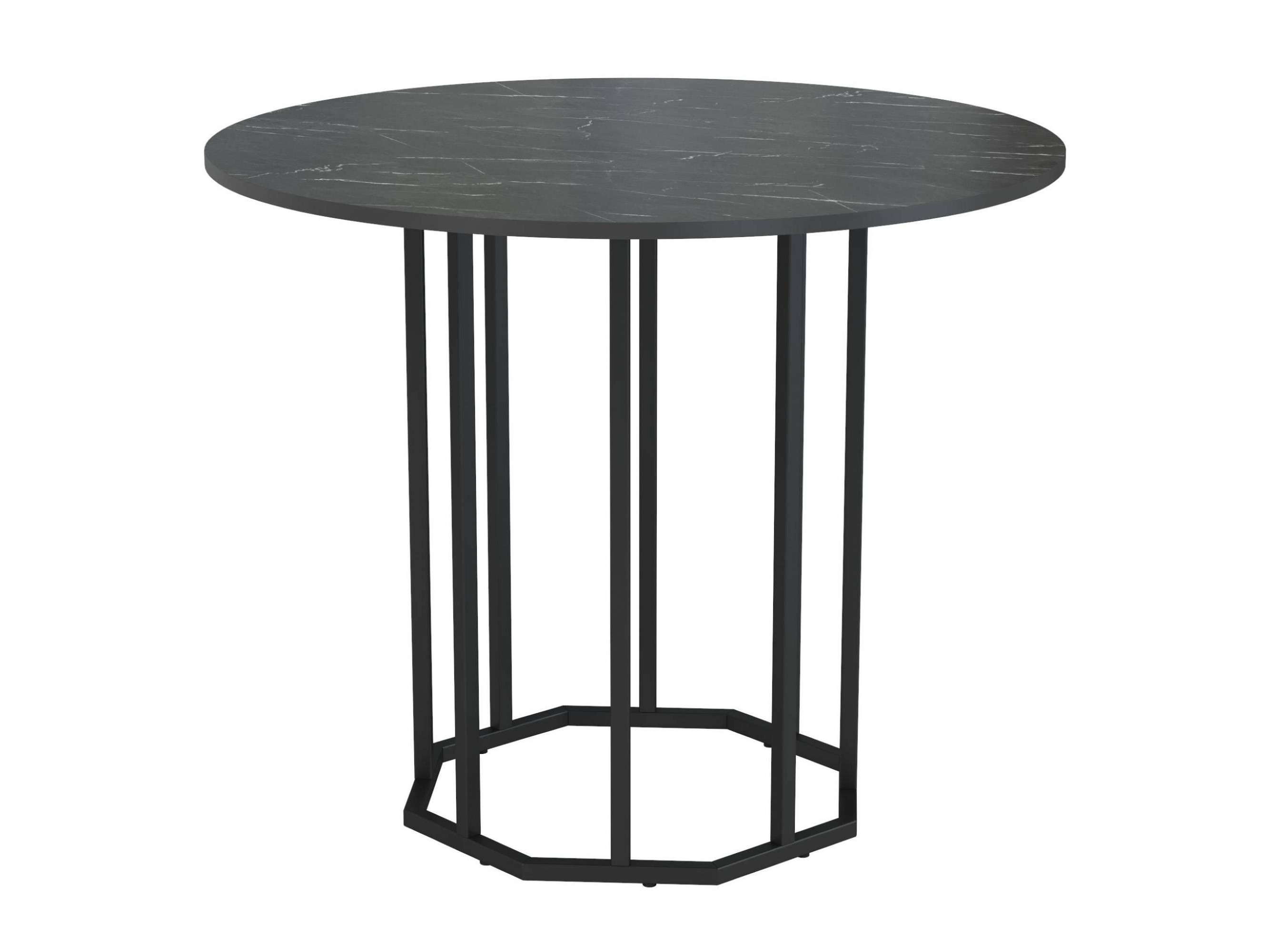 Стол 42.44 Терция (обеденный) (мрамор черный / металл черный) Черный, Металл стол обеденный patrik д 110 мрамор графит черный муар черный металл
