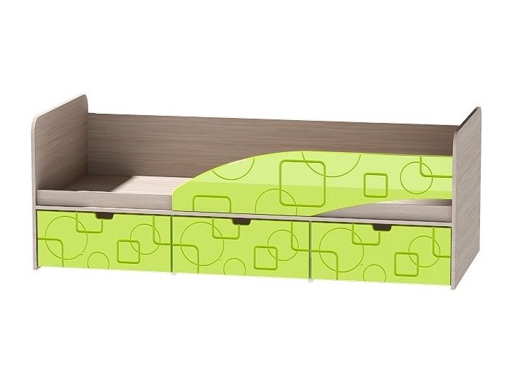 Детская кровать Бриз-3 80х190, квадрат (Квадрат) Лайм, Бежевый, ЛДСП кровать правая бриз 3 80х190 лайм квадрат зеленый бежевый мдф лдсп