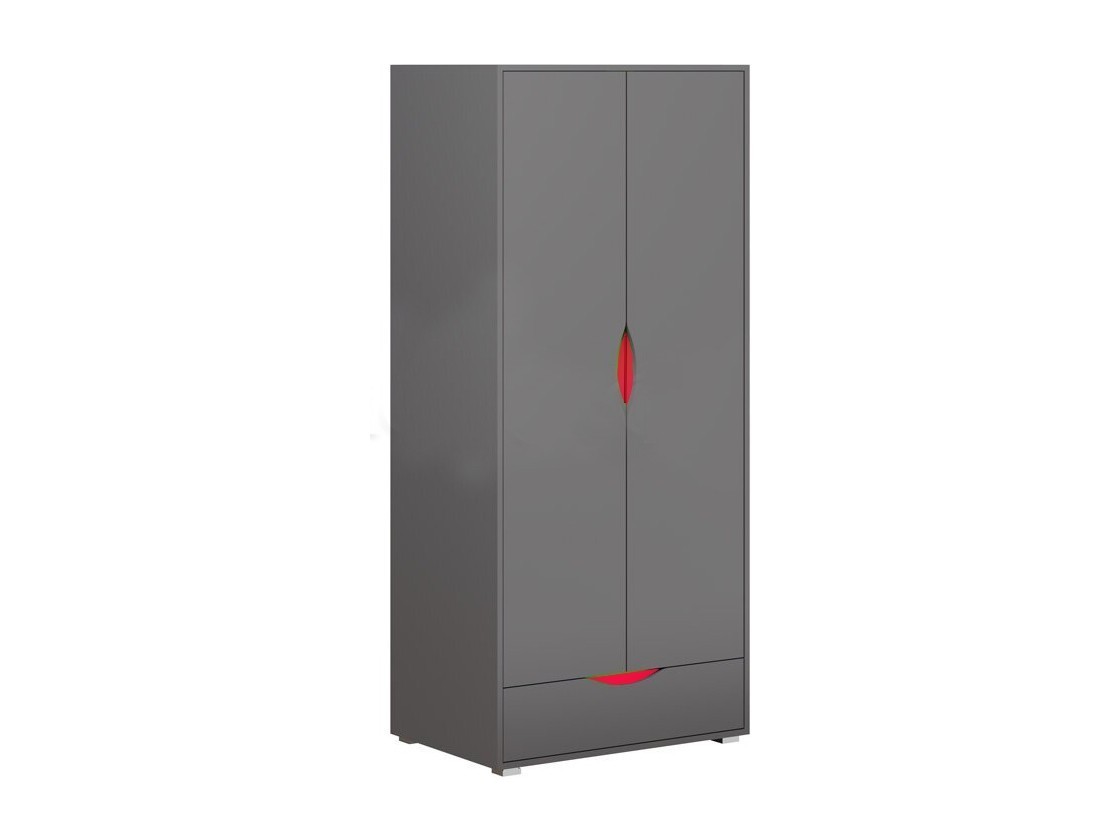 Неаполь Шкаф (Графит / Красный) Черный, ЛДСП неаполь стеллаж с дверками графит красный черный лдсп
