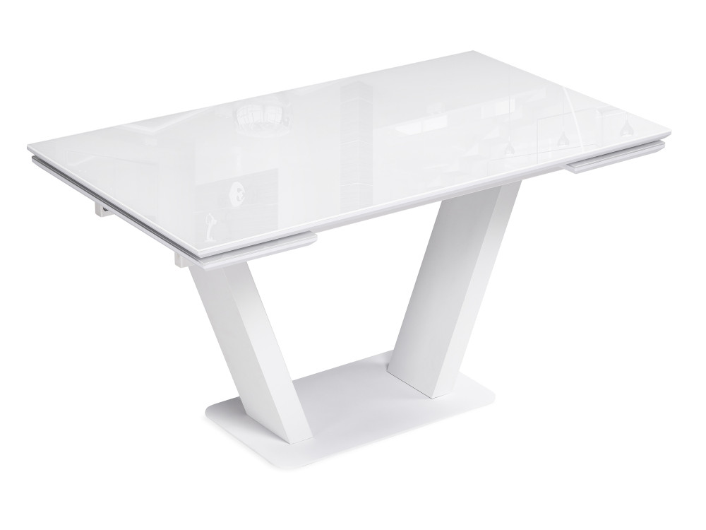 Конор 140(200)х80х73 ультра белый / белый Стол стеклянный Белый, МДФ, Металл агат белый белый стол стеклянный белый металл
