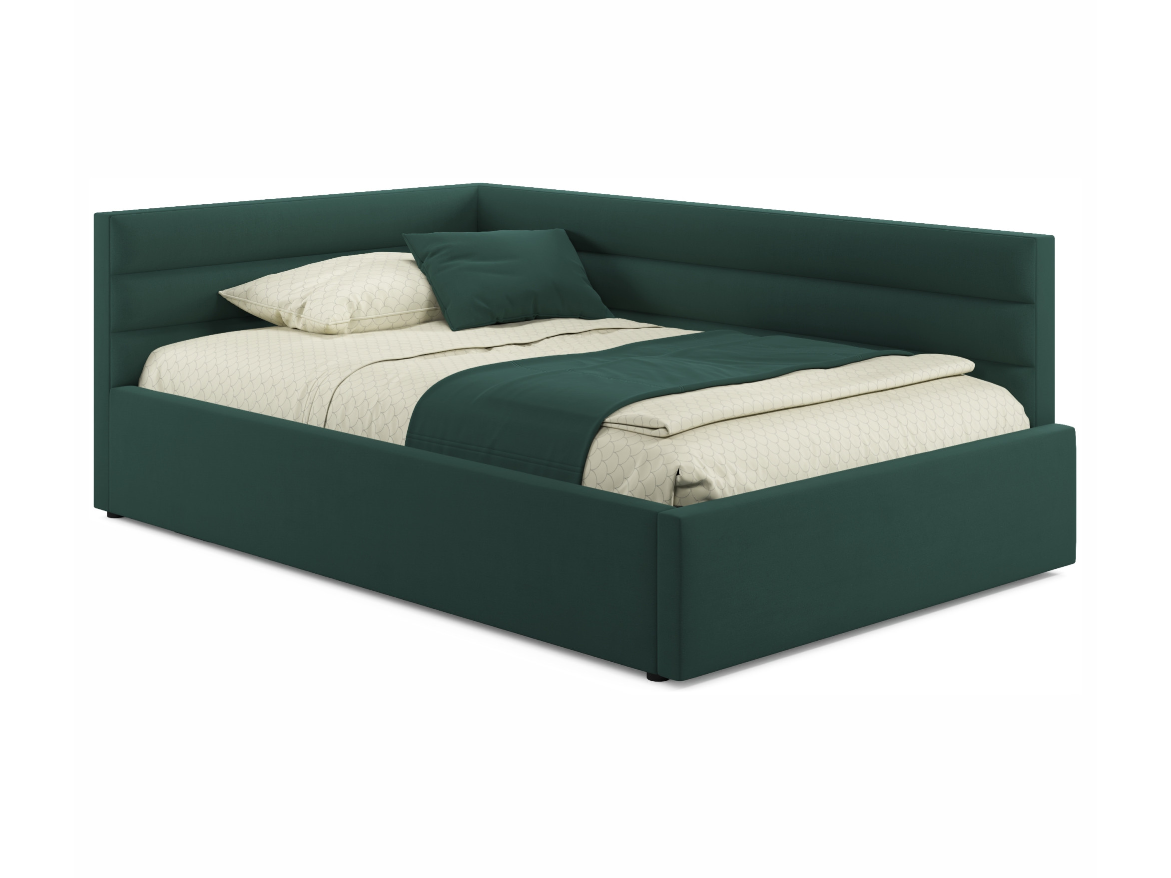 Мягкая кровать Aura 1200 изумруд с подъемным механизмом изумруд, Зеленый, Велюр
