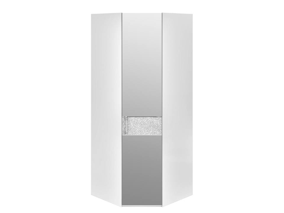 Шкаф угловой с зеркалом Амели (правый) Белый, Зеркало, ЛДСП угловой шкаф амели 13 131 шёлковый камень