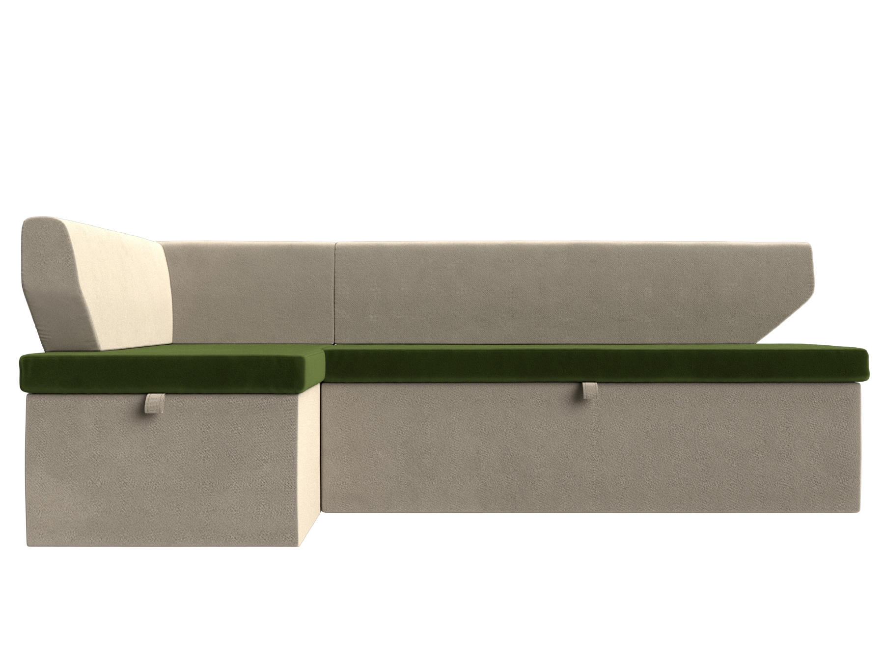 Кухонный угловой диван Омура Левый Зеленый, Бежевый, ЛДСП кухонный угловой диван деметра зеленый микровельвет левый