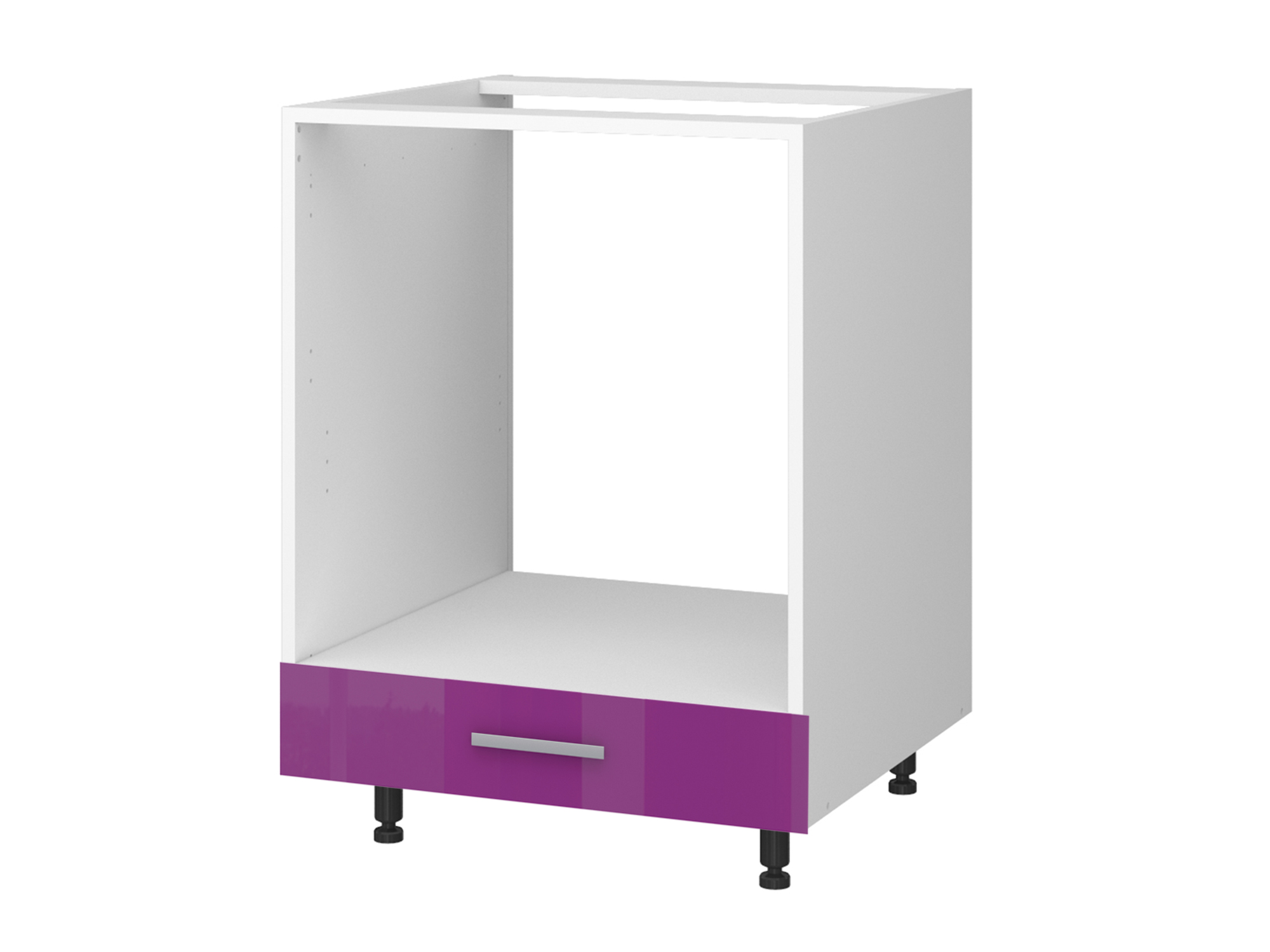 Шкаф напольный под духовку Хелена 60 см Фиолетовый глянец, Фиолетовый, Белый, МДФ, Пленка ПВХ, ЛДСП