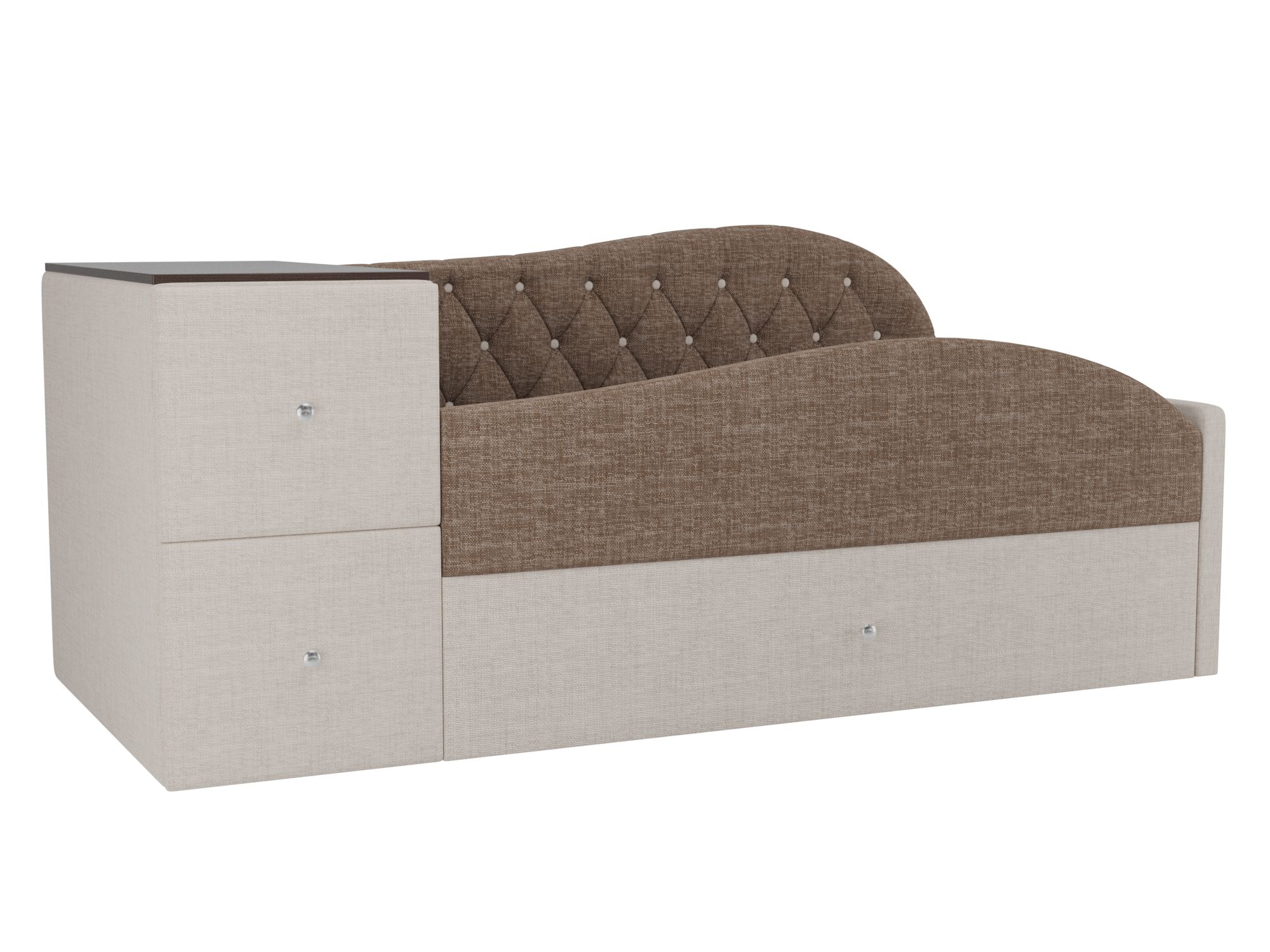 Детская кровать Джуниор Правый угол Коричневый, Бежевый, ЛДСП детская кровать мебелико делюкс рогожка коричневый