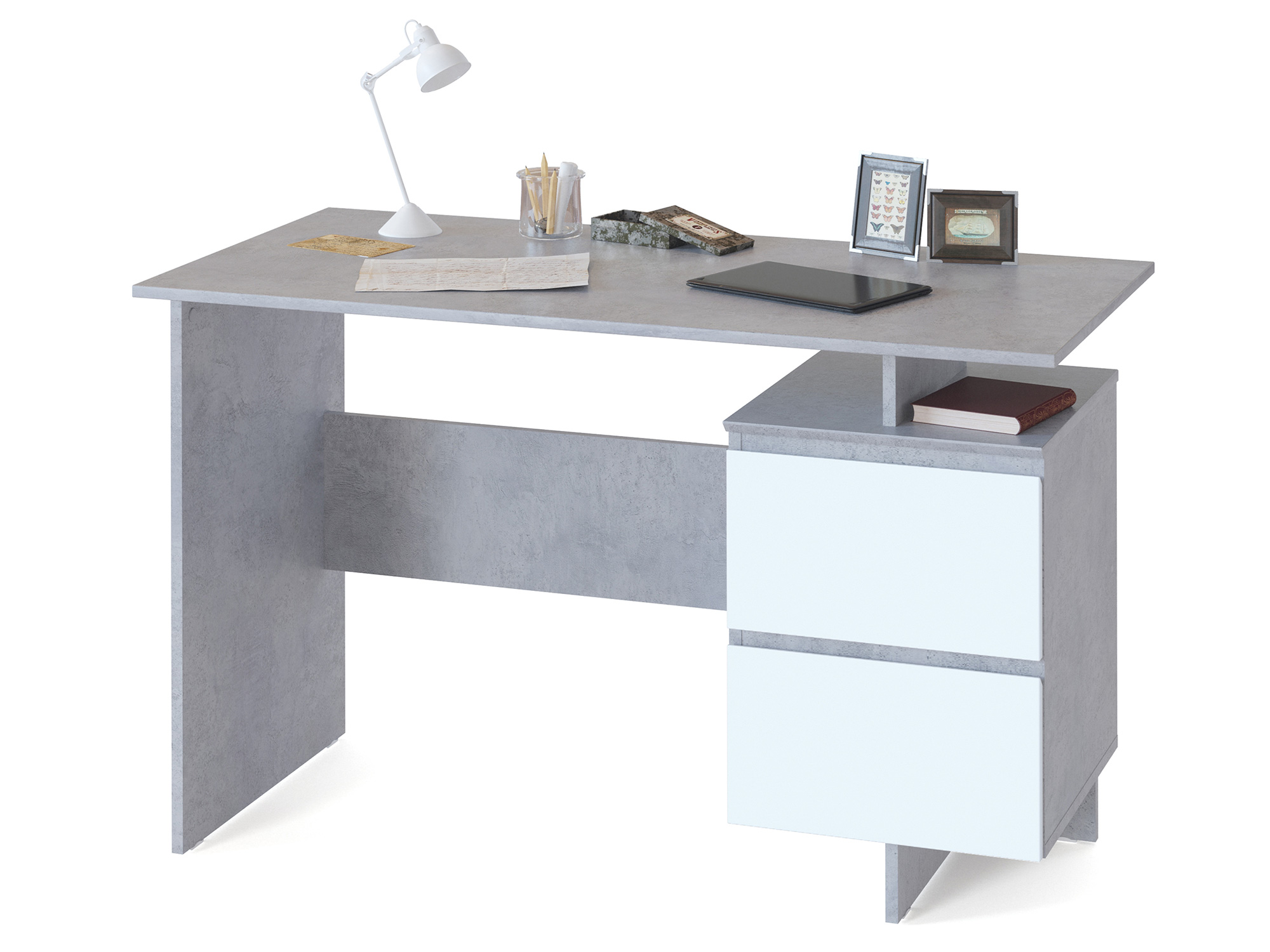 Стол письменный СПм-19 Белый, , Серый, ЛДСП стол письменный айден серый серый