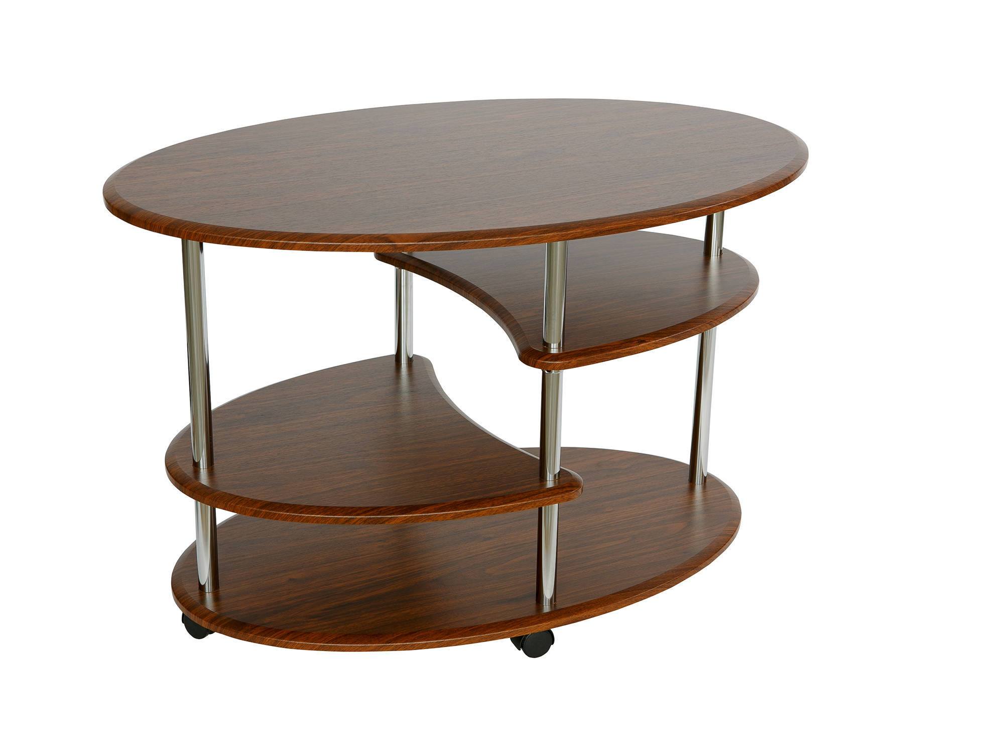 Журнальный стол Эллипс Коричневый темный, Серый, МДФ, Металл сервировочный стол банкет коричневый темный серый мдф металл