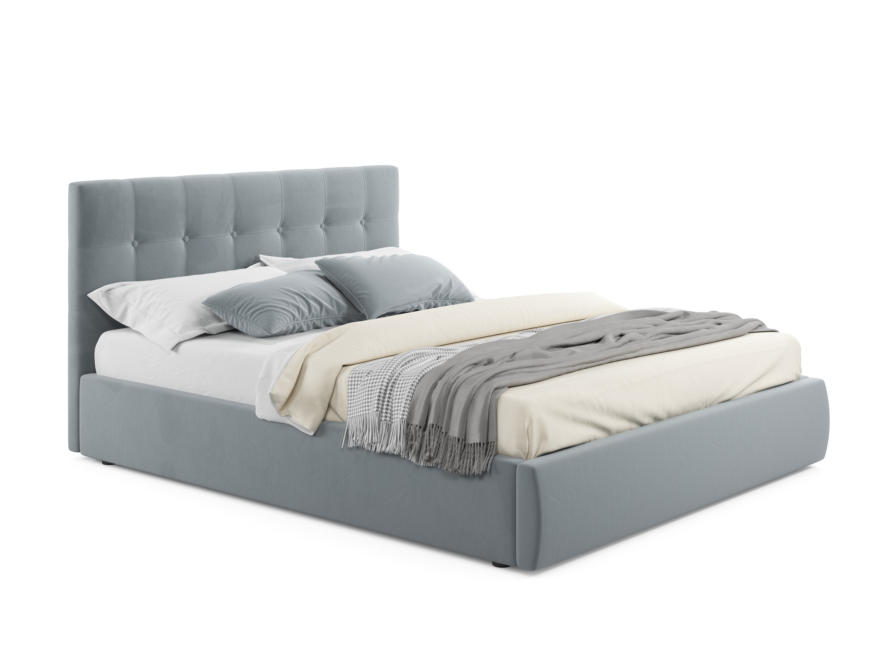 Мягкая кровать Selesta 1400 серая с подъемным механизмом серый, Серый, Велюр, ДСП