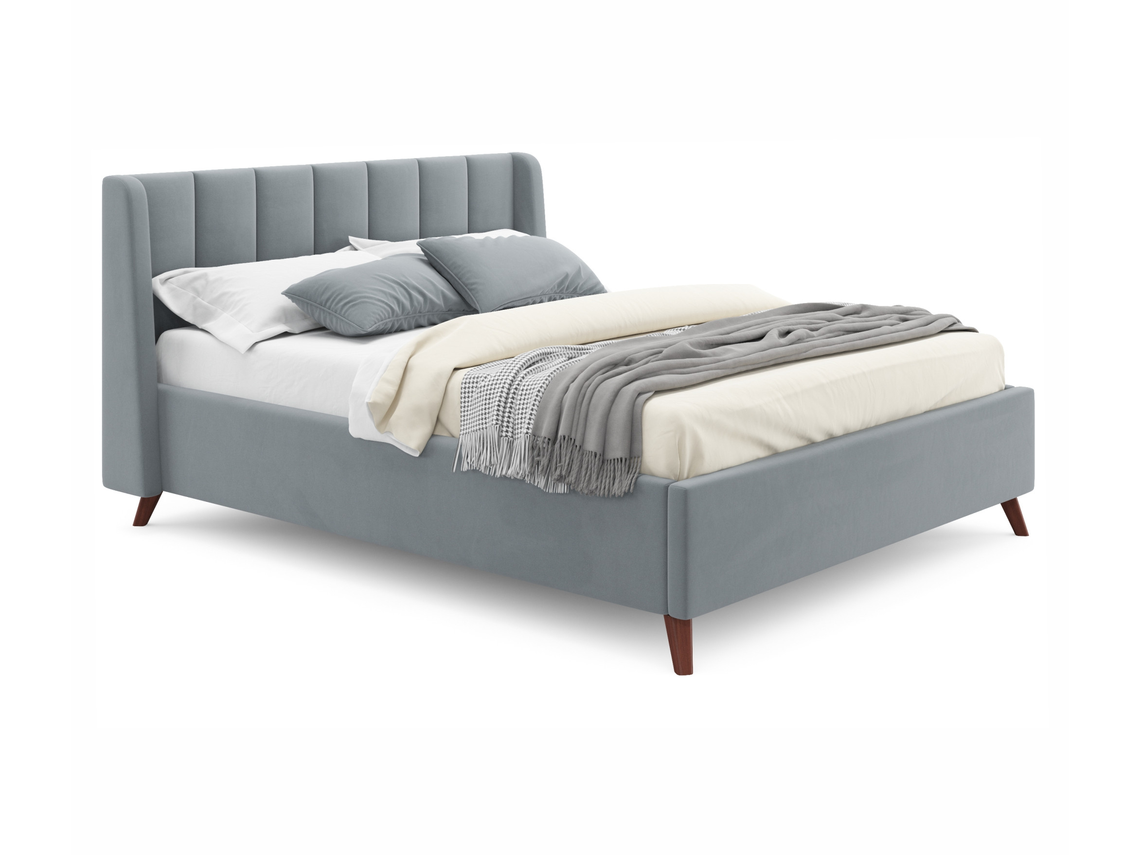 Мягкая кровать Betsi 1600 серая с подъемным механизмом серый, Серый, Велюр, ДСП
