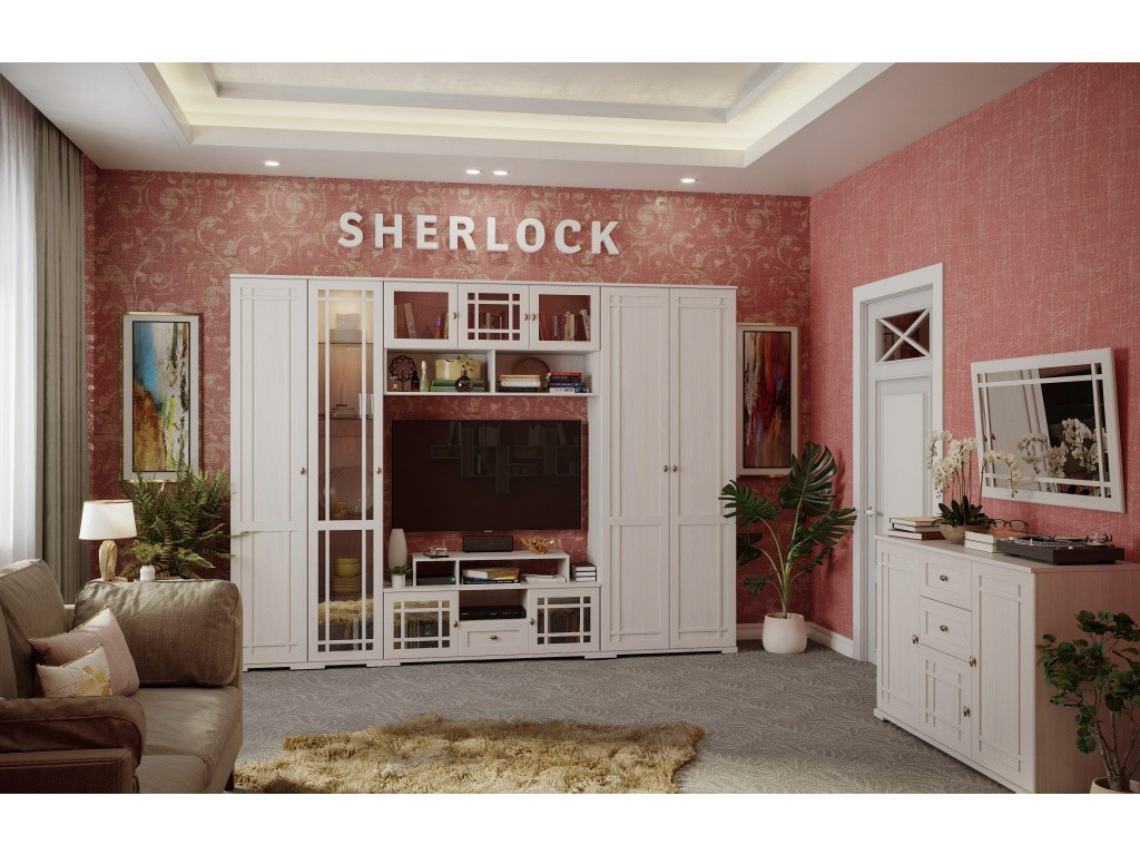 Гостиная Sherlock. Комплект 2, ясень светлый Бежевый, Стекло