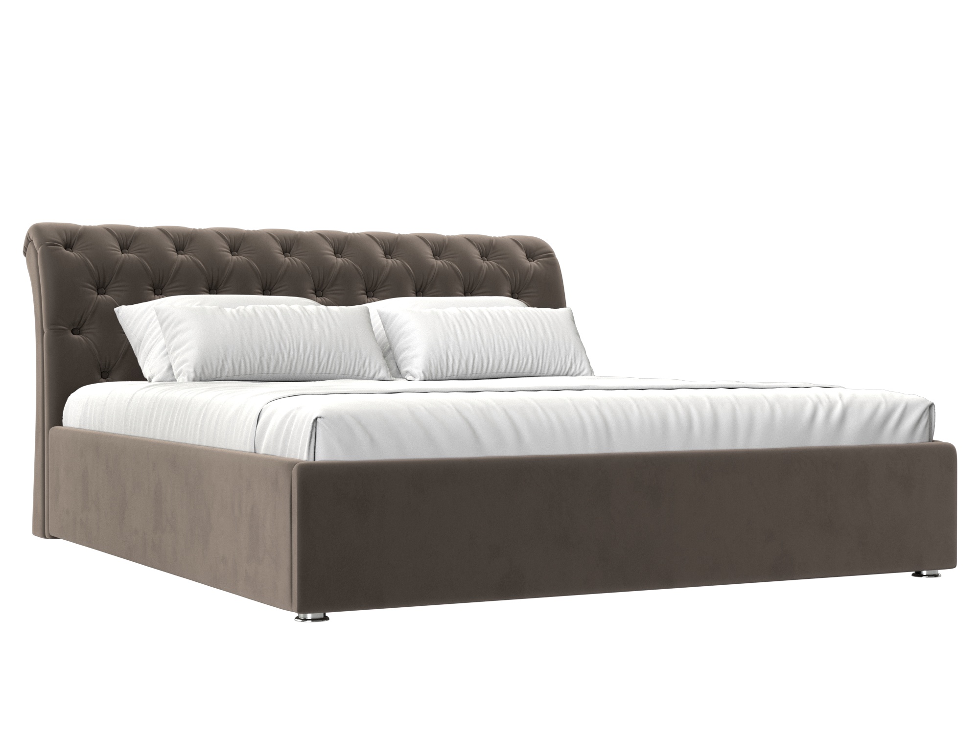 кровать мебелико сицилия эко кожа бежевый Кровать Сицилия (160х200) Коричневый, ЛДСП