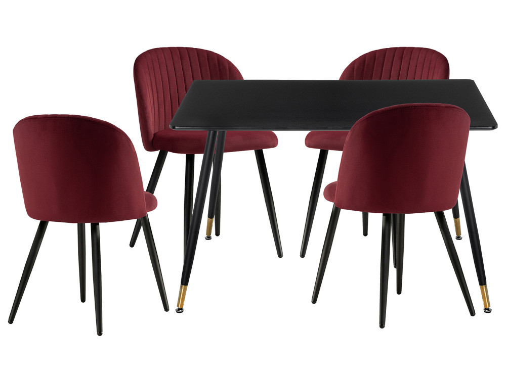 koni black red стол черный металл Cельда black / wine red Обеденная группа Черный, Металл