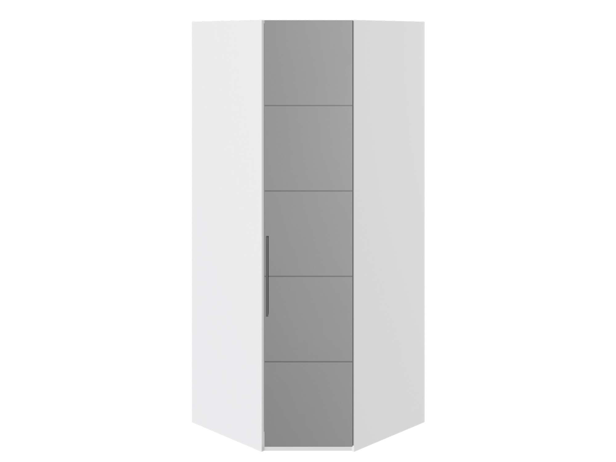 Шкаф угловой с 1 зеркальной дверью R Наоми Белый глянец, Белый, МДФ, Зеркало, ЛДСП