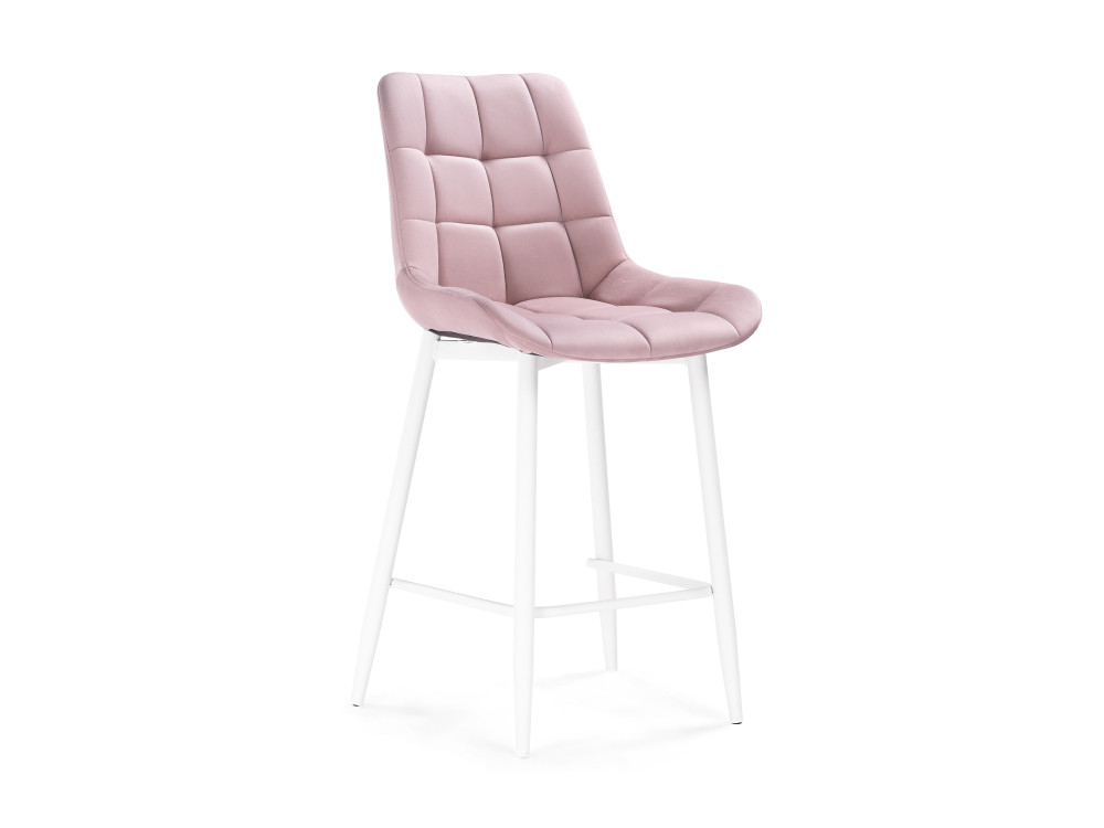 Алст розовый / белый Барный стул Белый, Металл седа велюр розовый белый барный стул белый металл