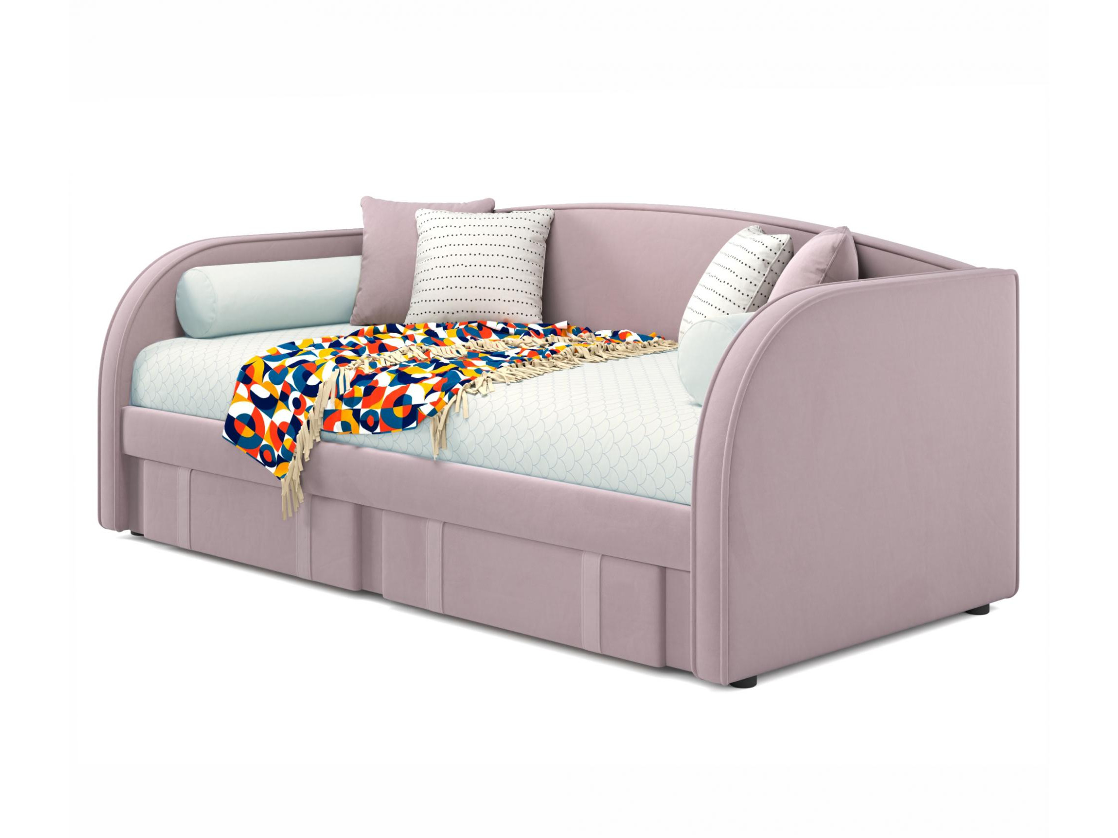 Мягкая кровать Elda 900 лиловая с ортопедическим основанием и матрасом ГОСТ лиловый, Фиолетовый, Велюр, ДСП