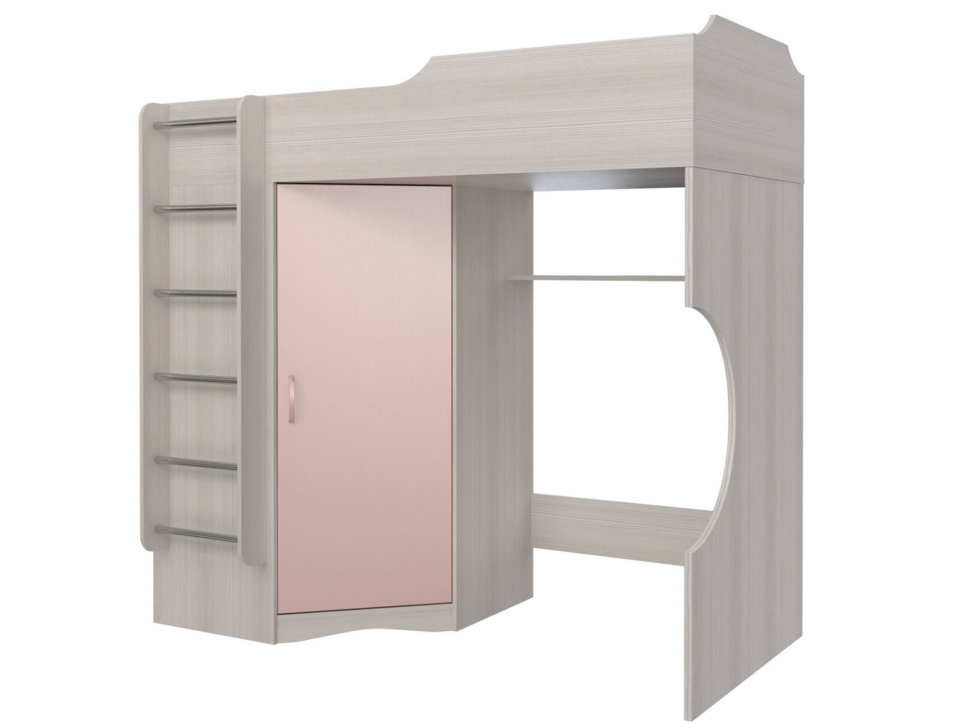 Кровать-чердак Флауэ (90х190) Розовый, Белый, МДФ, ЛДСП цена и фото