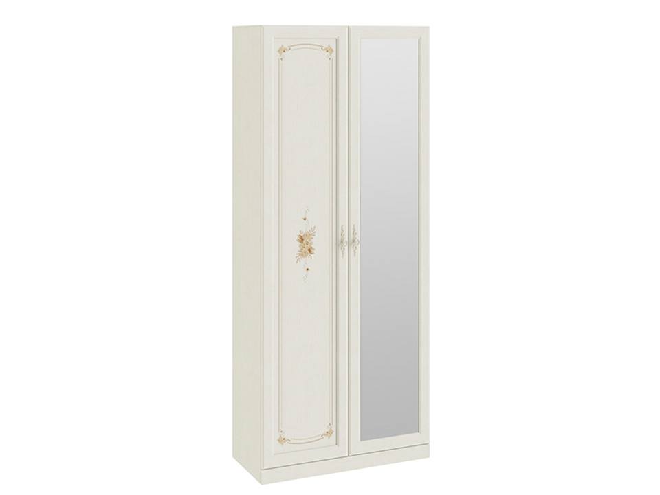 Шкаф для одежды с одной зеркальной дверью Лючия Штрихлак, Белый, МДФ, Зеркало, ЛДСП шкаф пенал с одной зеркальной дверью oktava клен бежевый лдсп зеркало