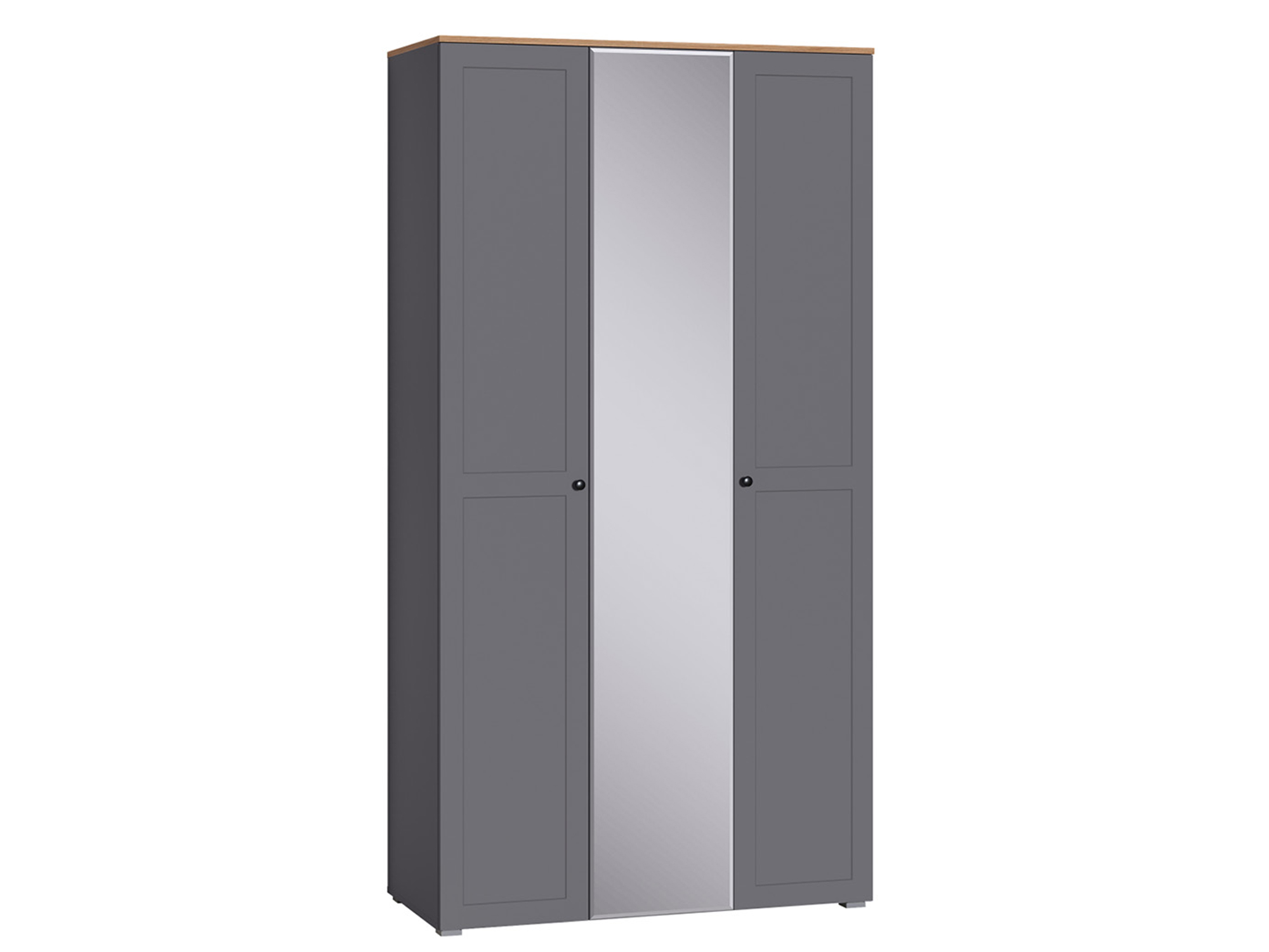 Шкаф 3-х дверный для одежды Остин Графит, Черный, Зеркало, ЛДСП 16 мм, ЛДСП